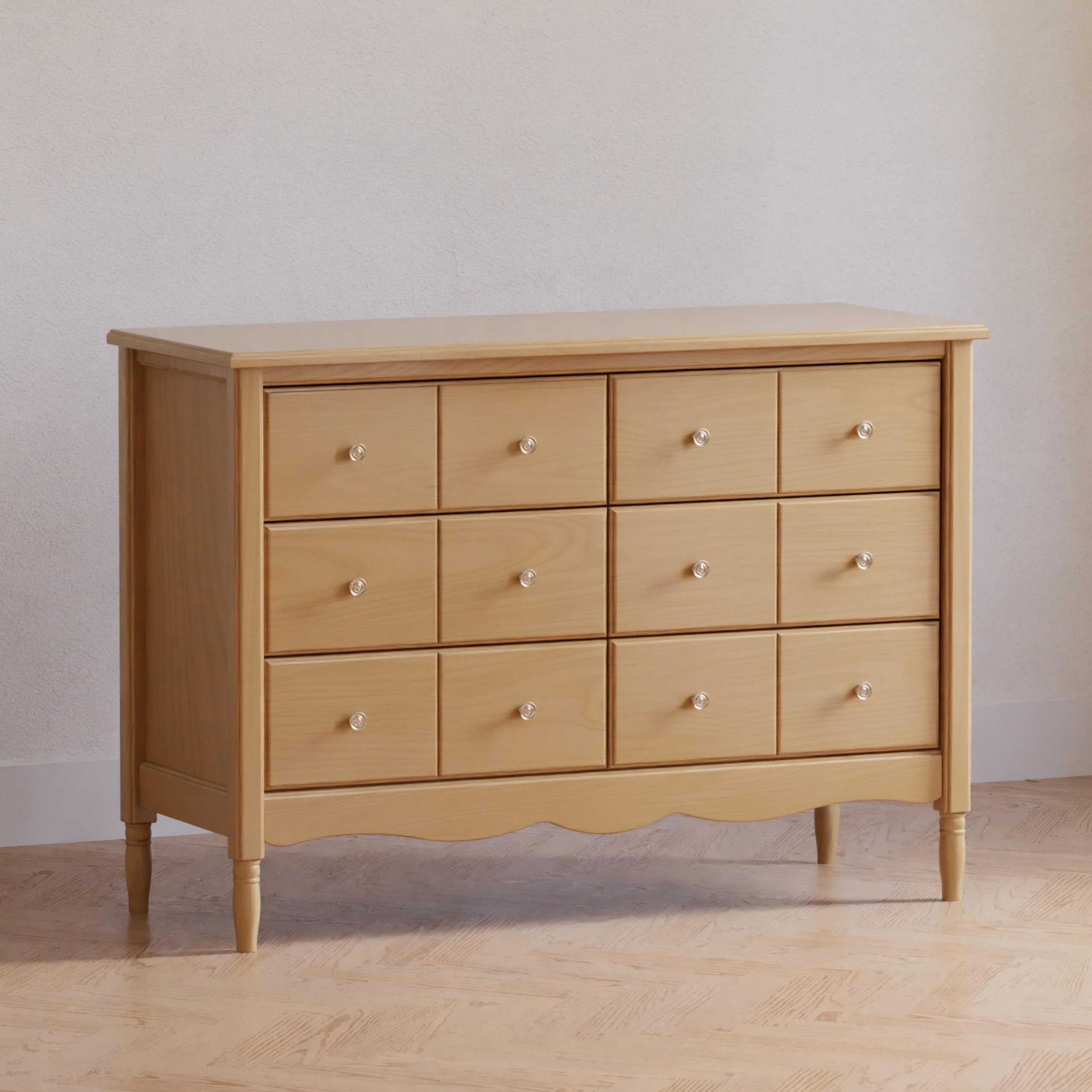 Namesake Liberty 6-Drawer Assembled Dresser in Honey Finish with 2 Sets of Knobs - Modern Bedroom Storage Furniture for Home Organization & Decor