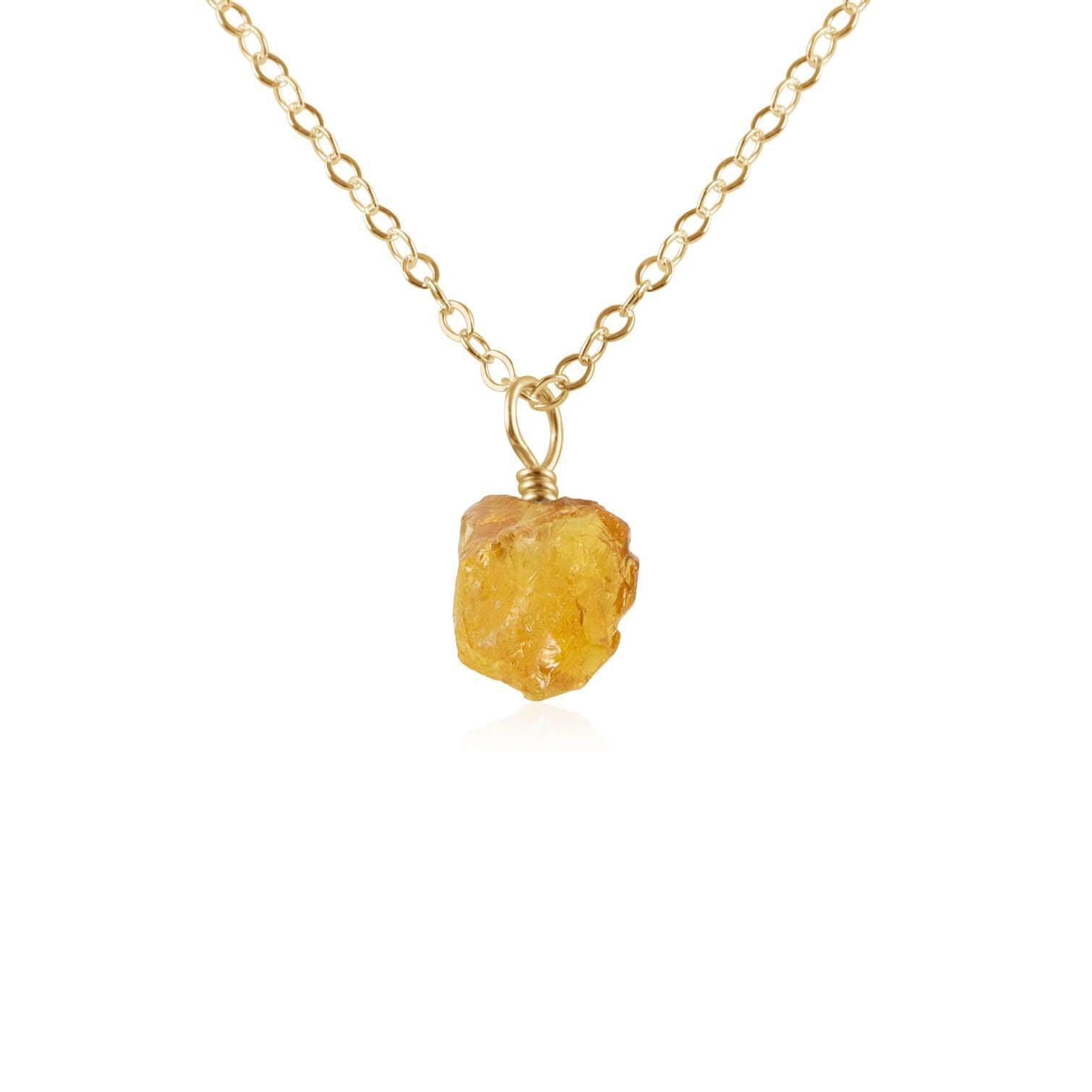 Natural Raw Citrine Pendant Necklace - Dainty Healing Crystal Jewelry for Women - Perfect for Meditation, Energy Healing & Everyday Wear