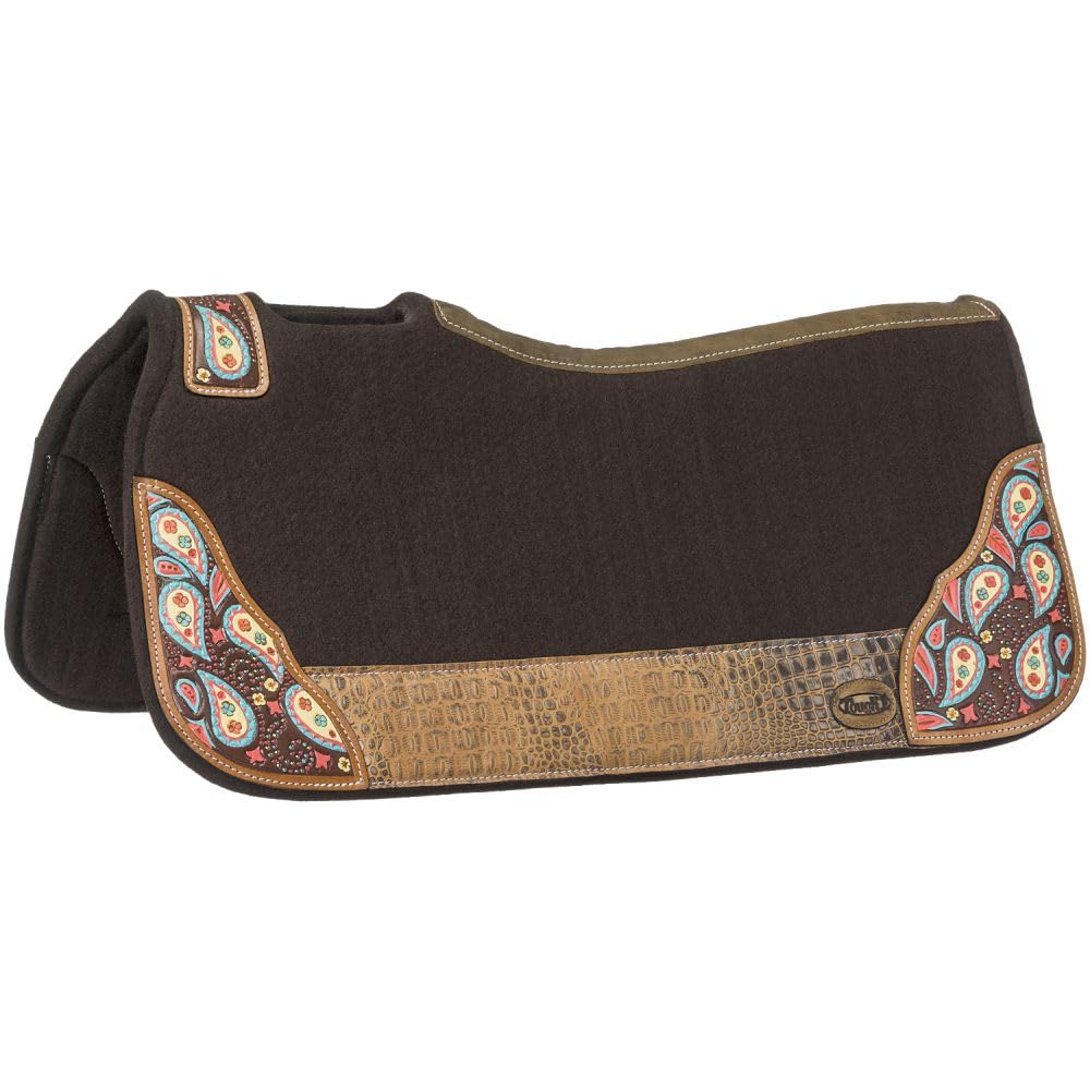 Tough 1 Hand Painted Paisley Saddle Pad - Western Equestrian Riding Gear for Horses - Perfect for Trail Riding, Shows & Training