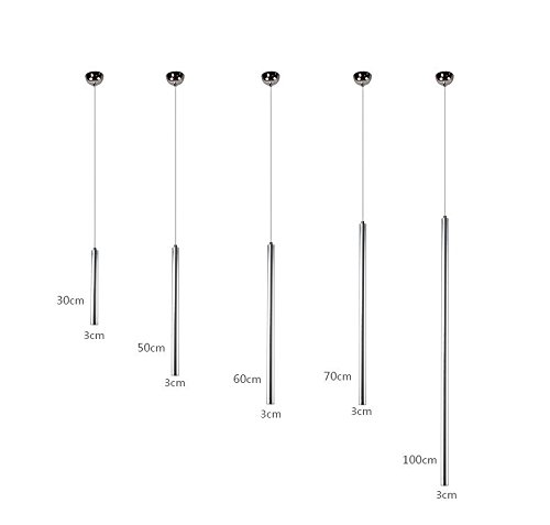 3W LED Aluminum Tube Pendant Light - Modern Italian Design for Dining Room, Bar Counter, Restaurant & Balcony - D30H1000mm with Crystal Bottom (Silver) - Perfect for Ambient Lighting in Homes and Commercial Spaces