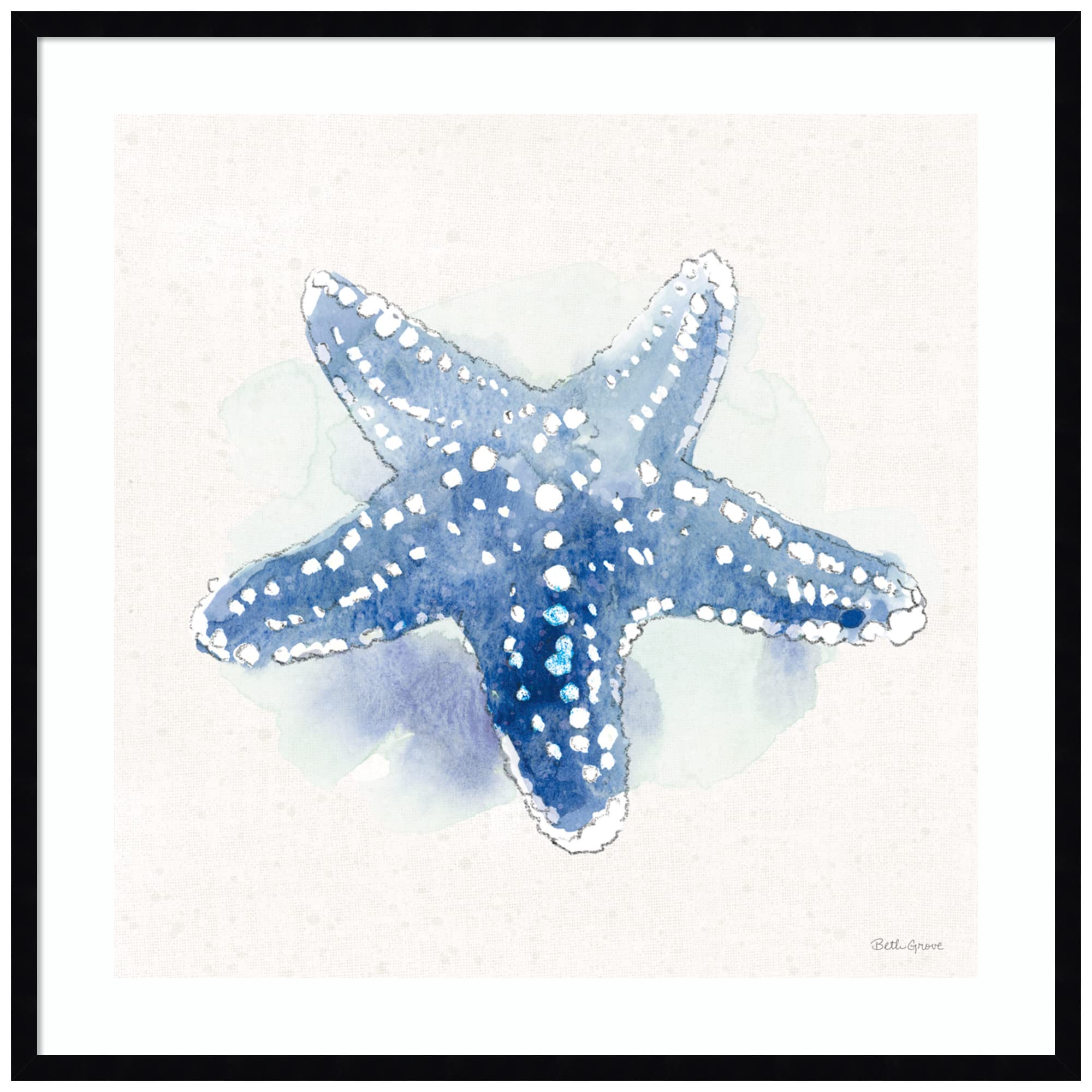 Amanti Art Framed Wall Art Print 33x33 - Seaside VI by Beth Grove | Coastal Animal Wall Decor | Large Beach-Themed Painting for Living Room, Bedroom, Office | Perfect for Nautical & Coastal Interior Design
