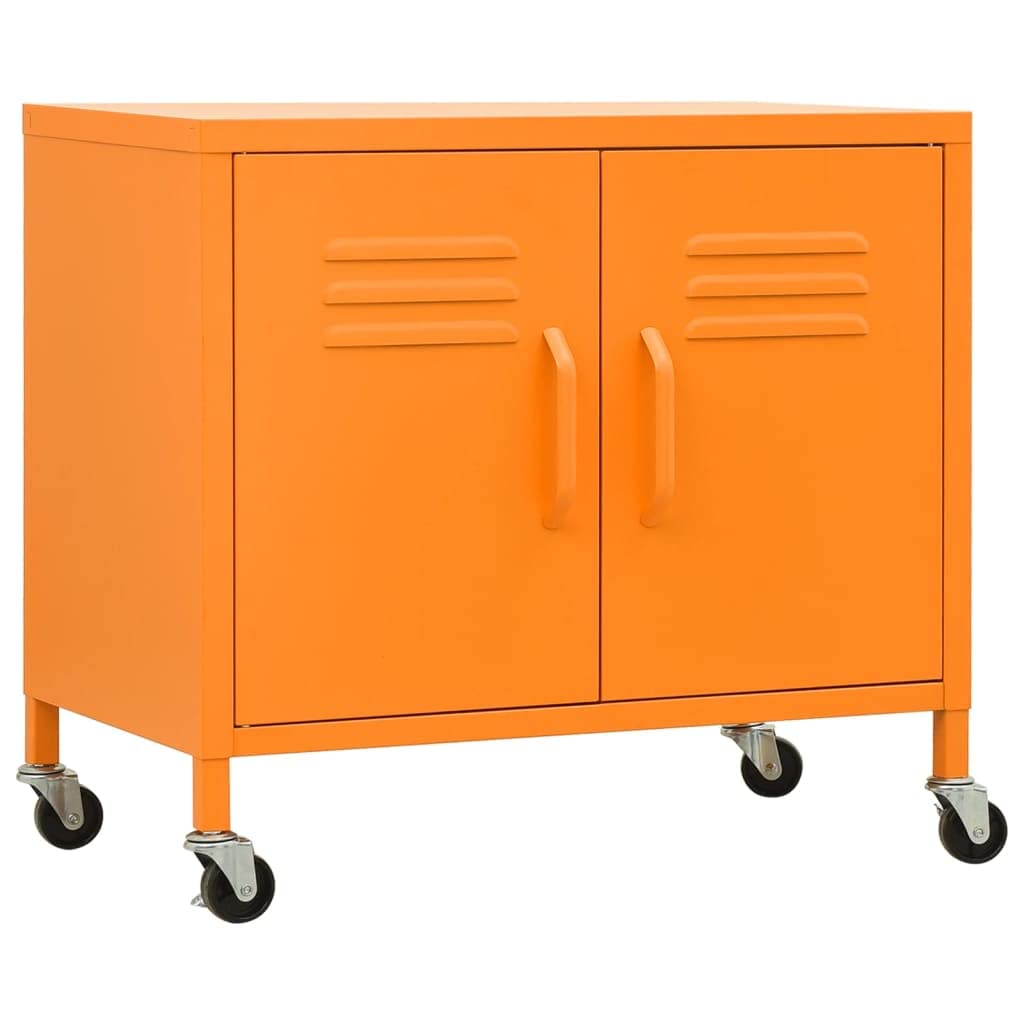 2-Door Steel Storage Cabinet with Adjustable Shelf & 4 Wheels - 23.6