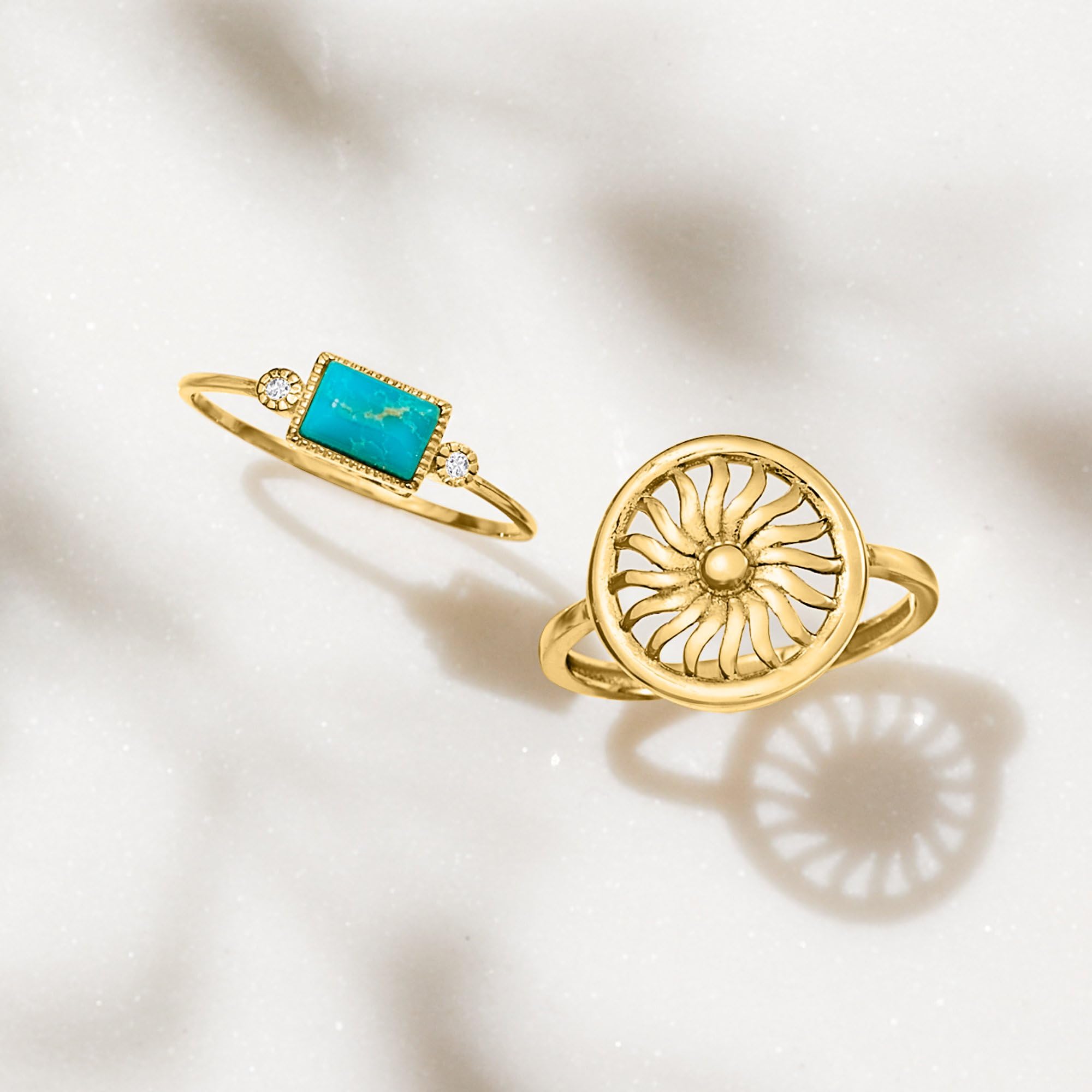 Ross-Simons 14kt Yellow Gold Pure Turquoise and Diamond Ring - Size 7 | Elegant Jewelry for Women, Perfect for Weddings, Anniversaries & Special Occasions