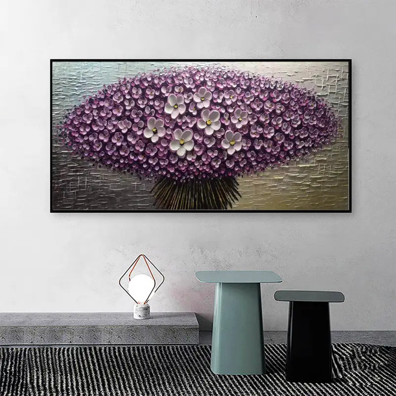Flower and Tree Painting #FT009 - Handmade Canvas Art for Home Decor, Office Wall Art, and Living Room Aesthetic