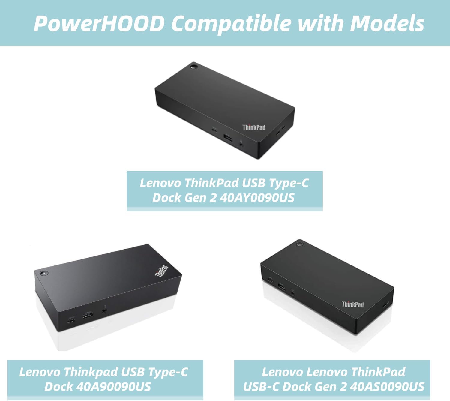 Original Lenovo ThinkPad USB-C Dock Gen 2 40AS 90W AC Power Adapter Charger (45N0261, 36200253, 45N0262) - Square Tip Connector for Lenovo Laptop, ThinkPad, Yoga - UL Certified Safety - 1 Year Warranty - Perfect for Home Office & Business Travel