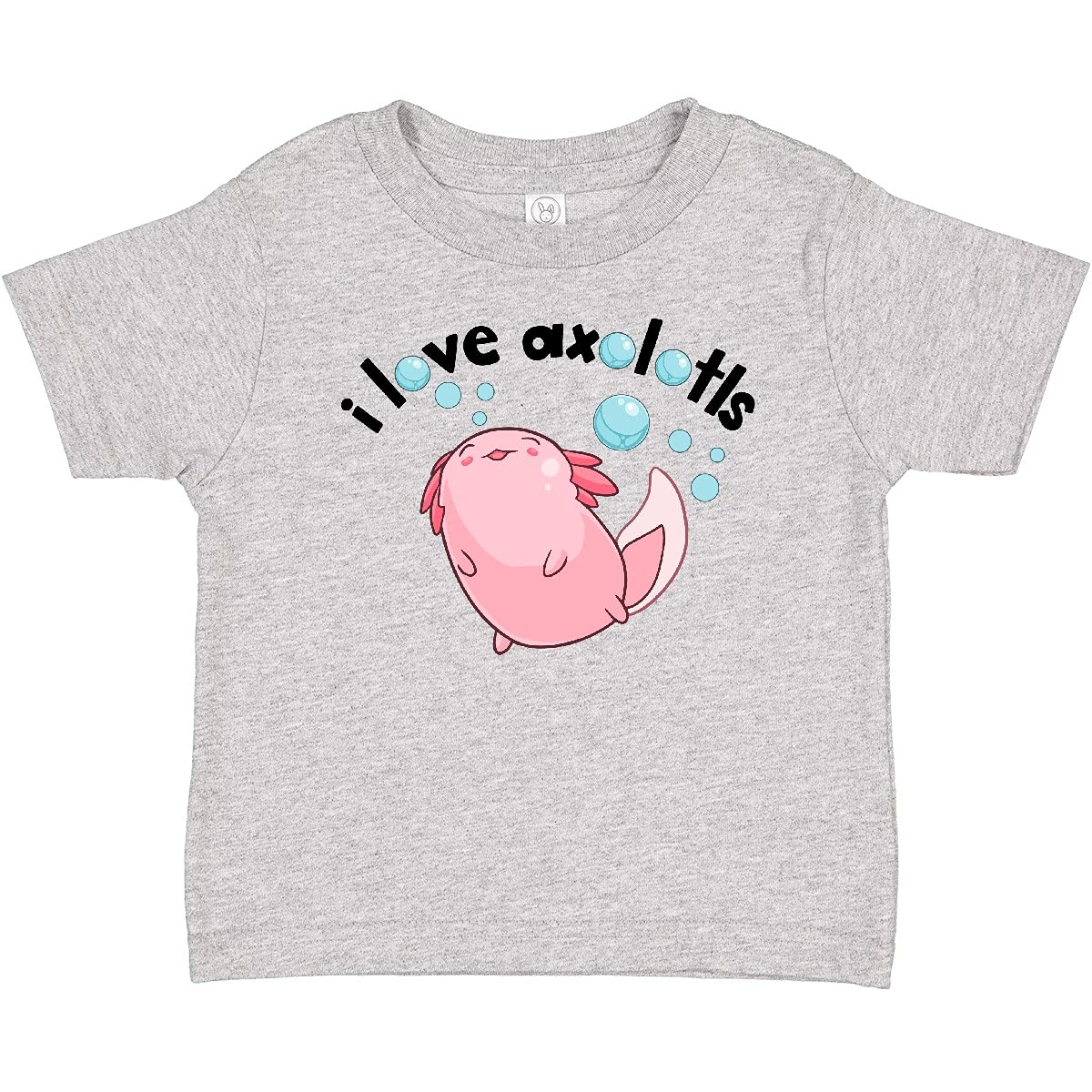 Inktastic I Love Axolotls with Bubbles Baby T-Shirt - Cute Axolotl Graphic Tee for Infants & Toddlers - Perfect for Playdates, Daycare & Family Photos