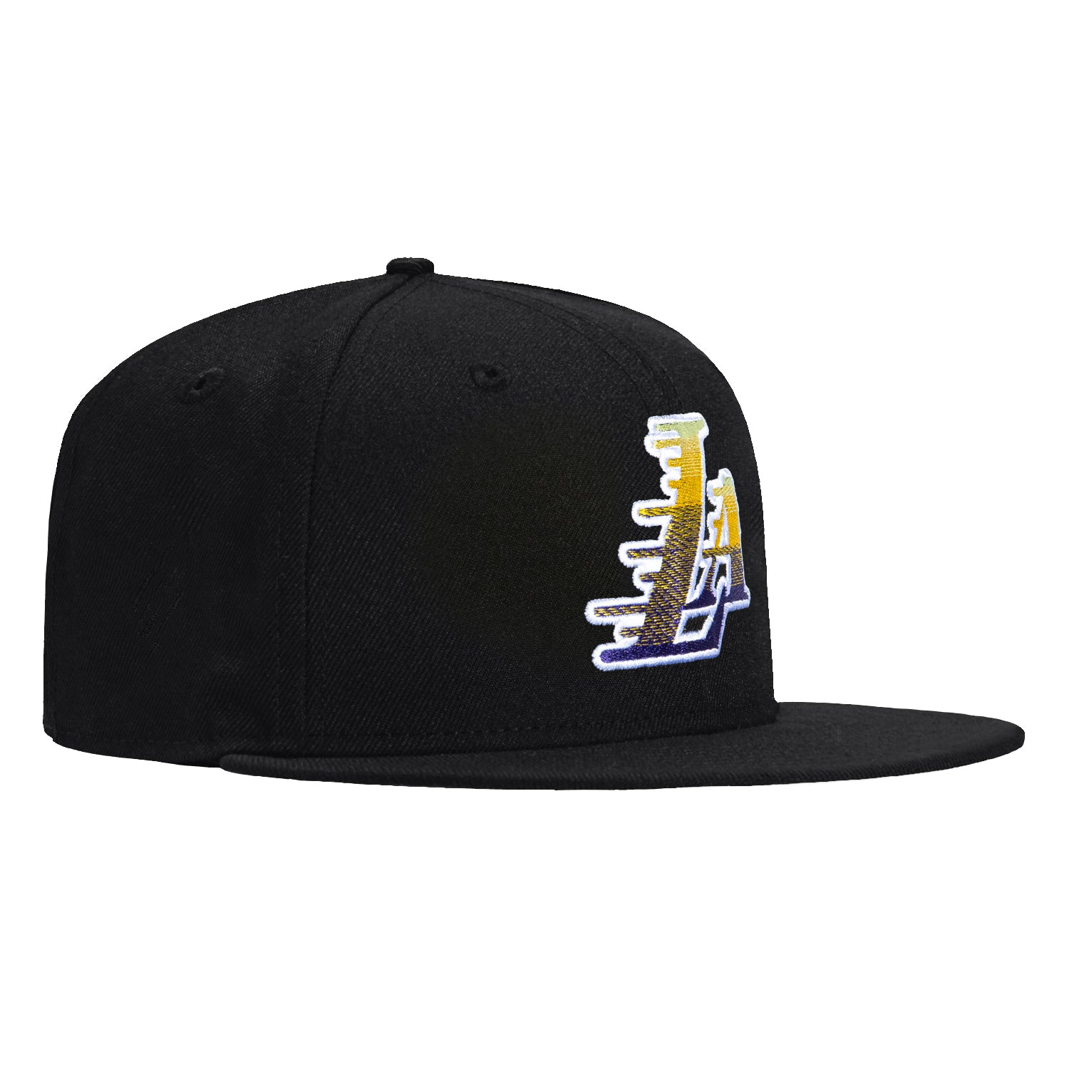 New Era 59Fifty Gradient Logo Los Angeles Lakers LA Motion Snapback Hat - Black | Official NBA Licensed Cap for Men & Women | Perfect for Basketball Games, Streetwear Fashion & Lakers Fans Collection