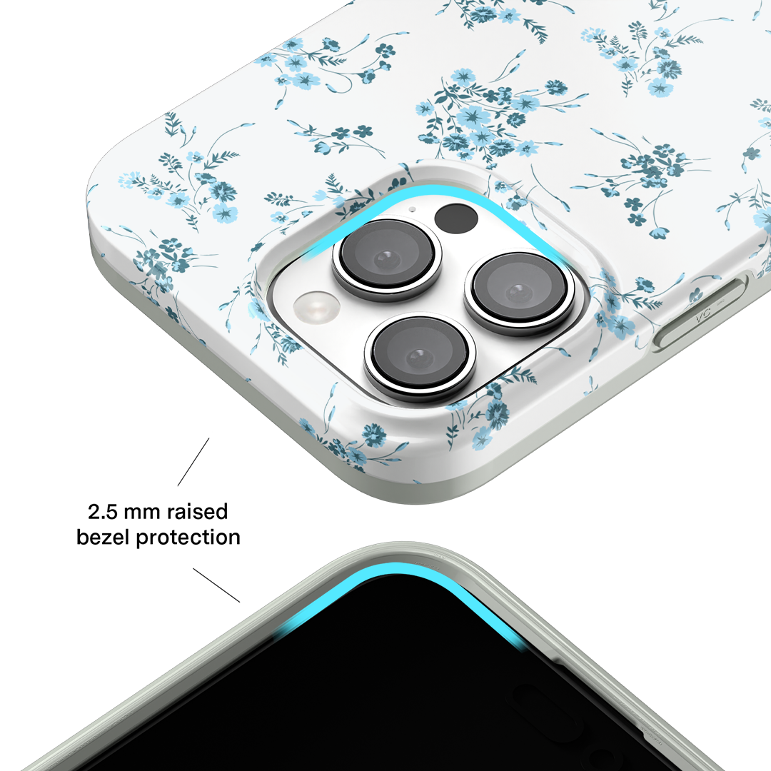 French Blue Floral iPhone Case - Elegant Flower Design Protective Cover for iPhone 13/14/15 - Perfect for Women, Girls & Fashion Lovers - Ideal for Daily Use, Travel & Gifts