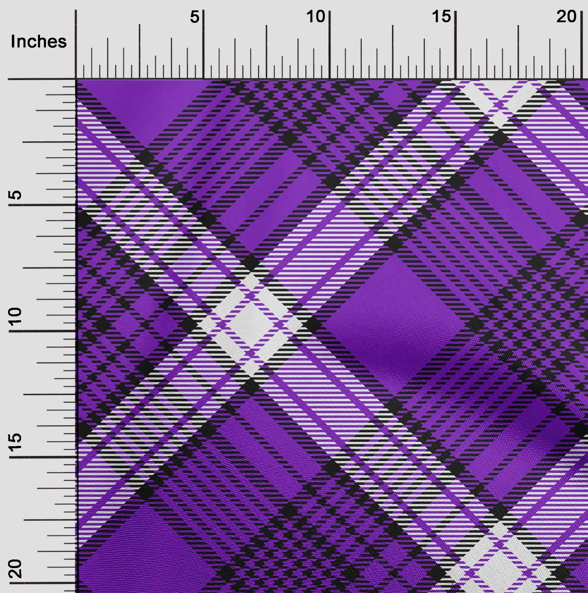 oneOone Velvet Violet Tartan Fabric by The Yard - 58 Inch Wide Printed Sewing Material for DIY Clothing, Dresses & Home Decor Projects