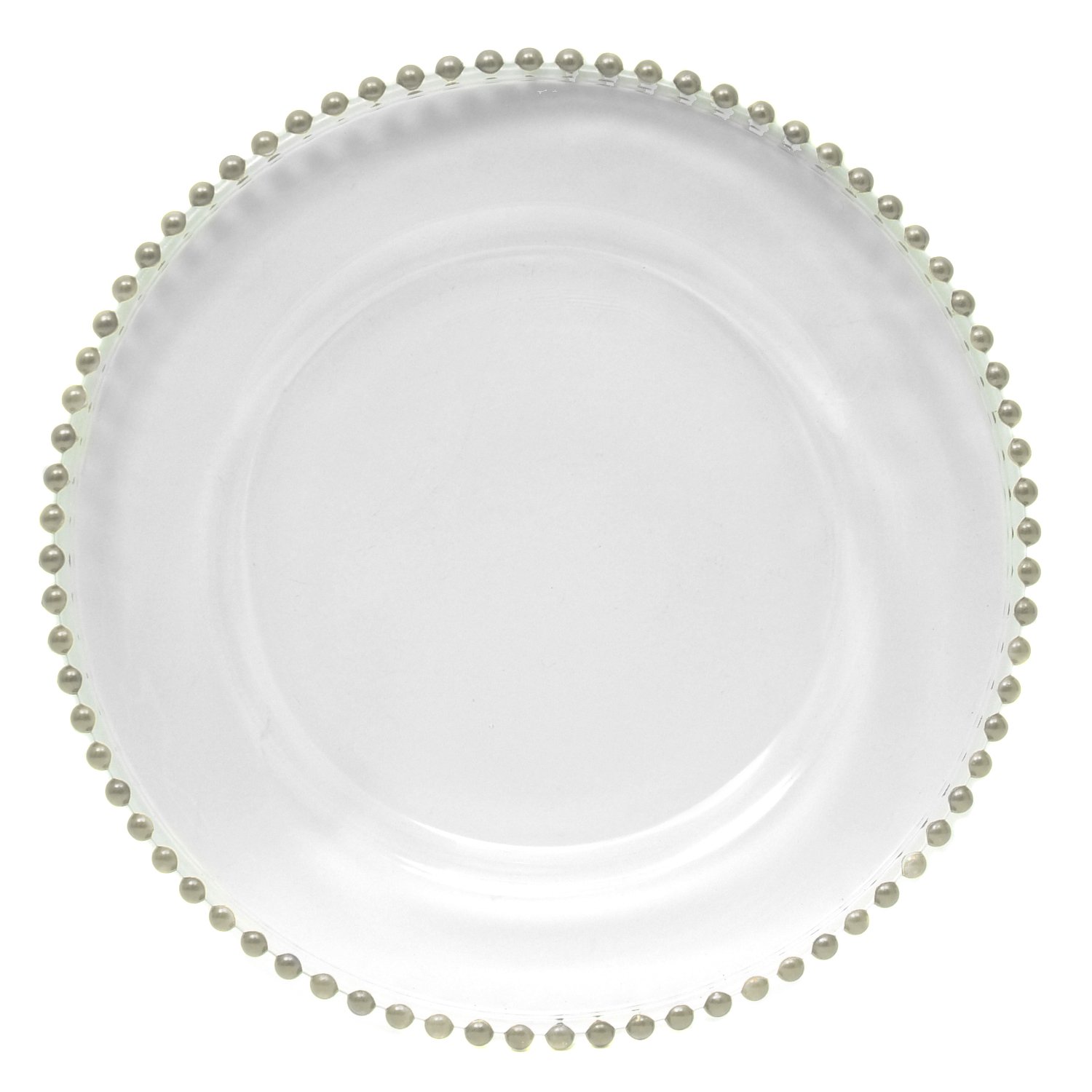 Jay Turkish Glass Silver Beaded Charger Plate - Elegant Dinnerware for Weddings, Parties & Holiday Tablescapes