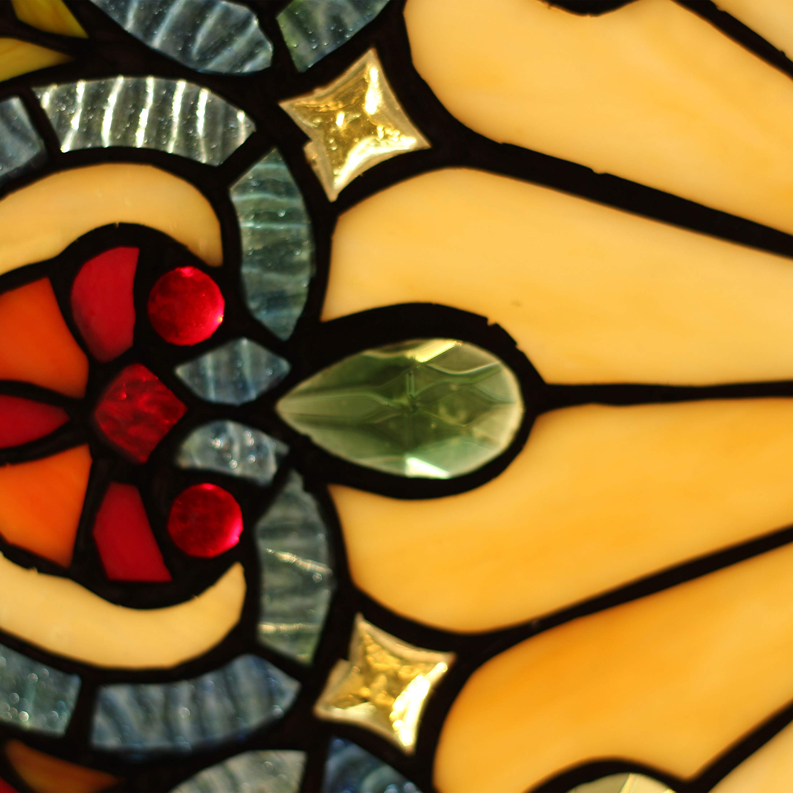 Tiffany Glass Victorian Window Panel 23.5