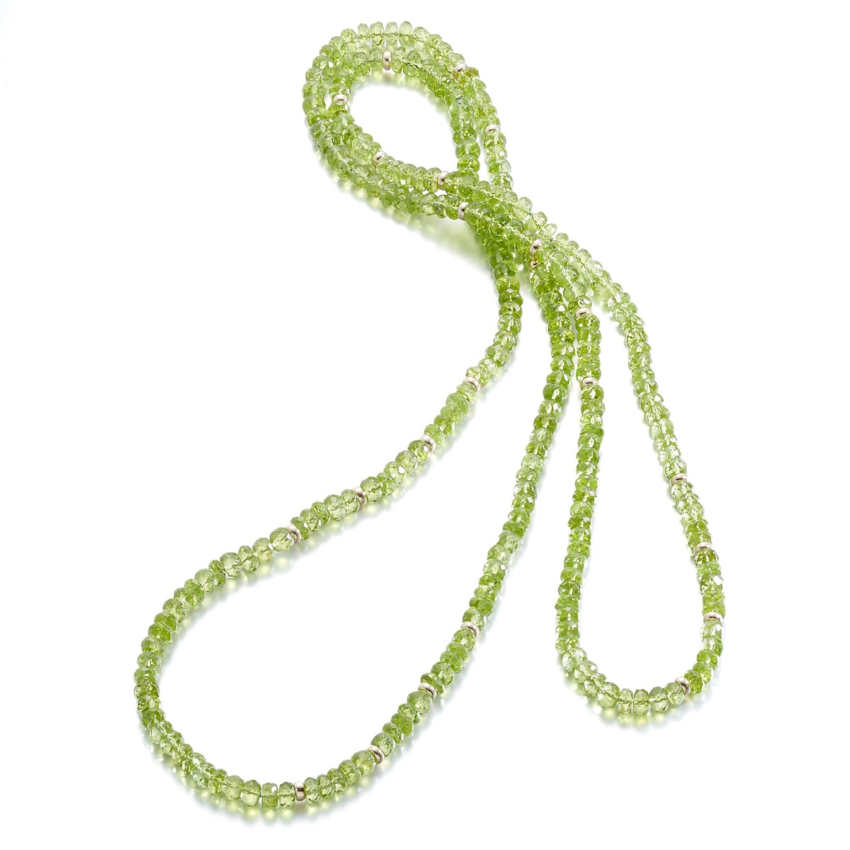 Faceted Peridot & Gold Rope Necklace - Elegant Women's Jewelry for Parties, Weddings & Special Occasions | Dainty Green Gemstone Pendant