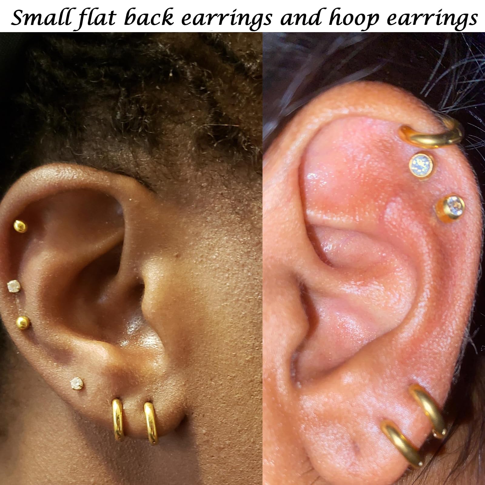 316L Surgical Stainless Steel Hypoallergenic Hoop Earrings Set - Flat Back Stud, Huggie, Cartilage & Helix Earrings for Men & Women | Perfect for Daily Wear, Gifts & Professional Settings