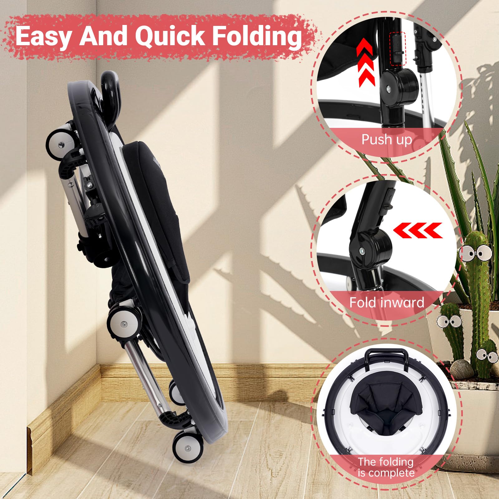 Foldable Baby Walker with Music & Lights - Adjustable 9 Height Levels, Wheels for Easy Mobility - Activity Center for Boys & Girls 7-18 Months - Perfect for Learning to Walk & Indoor Playtime
