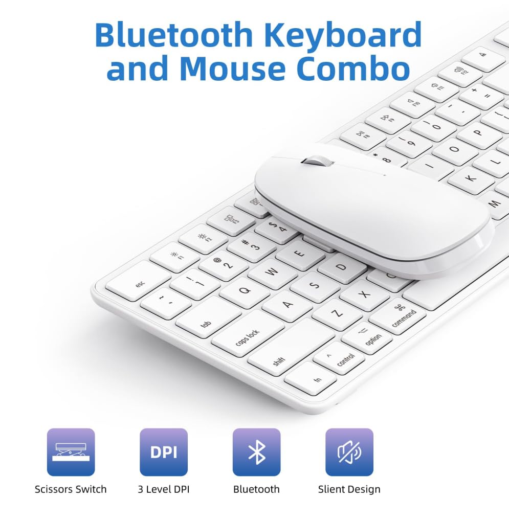 OMOTON Wireless Bluetooth Keyboard & Mouse Combo for Mac - Office & Home Use