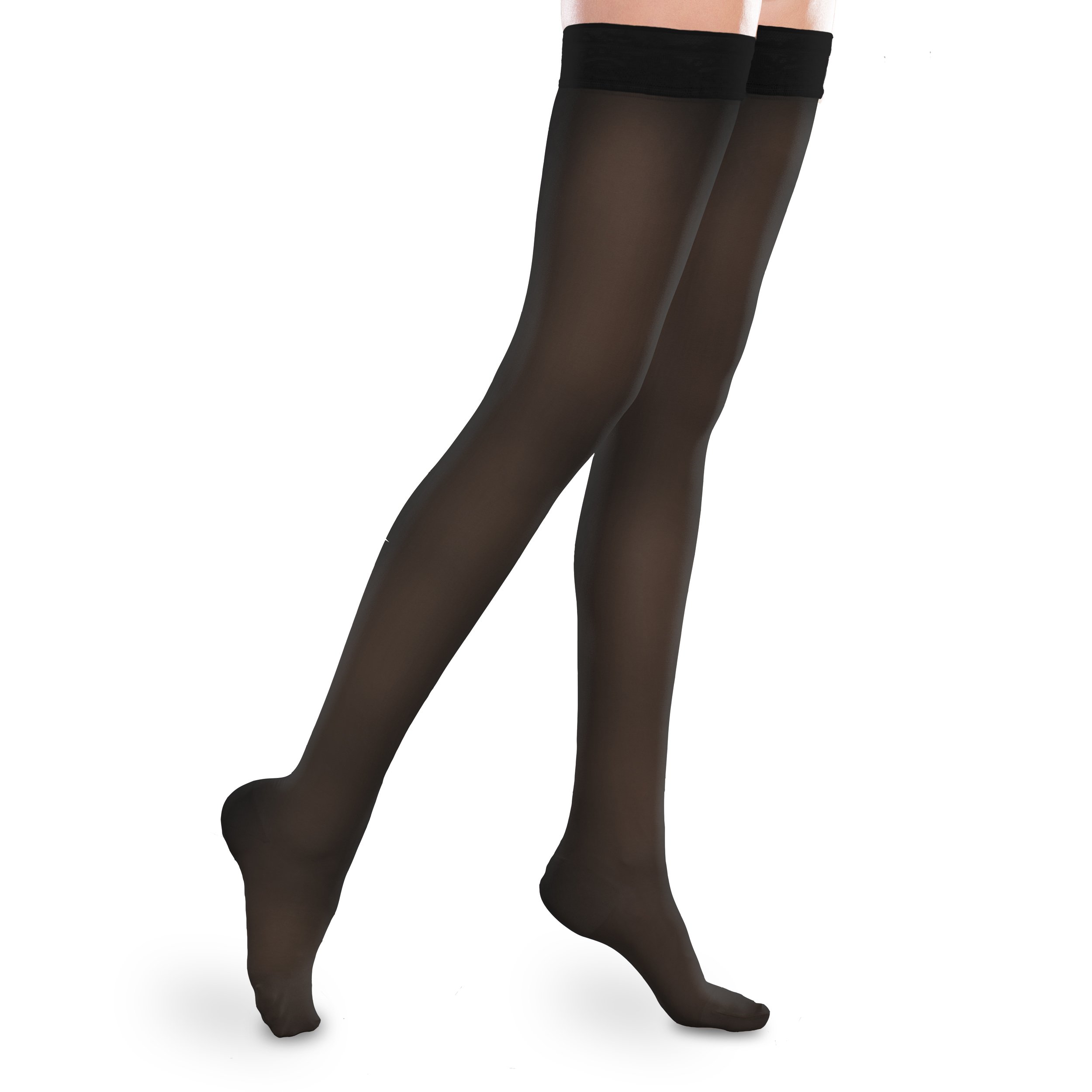 Sheer Ease Women's Thigh High Compression Stockings 20-30mmHg - Moderate Support Nylons for Varicose Veins & Circulation - Perfect for Nurses, Travel & Everyday Comfort