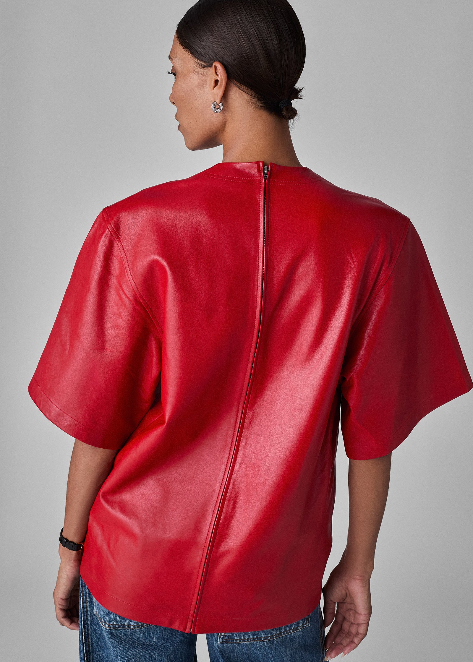 Oversized Red Leather Shirt for Women - Stylish Long Sleeve Button Down Shirt Jacket - Perfect for Casual Outfits, Date Nights & Fall Layering