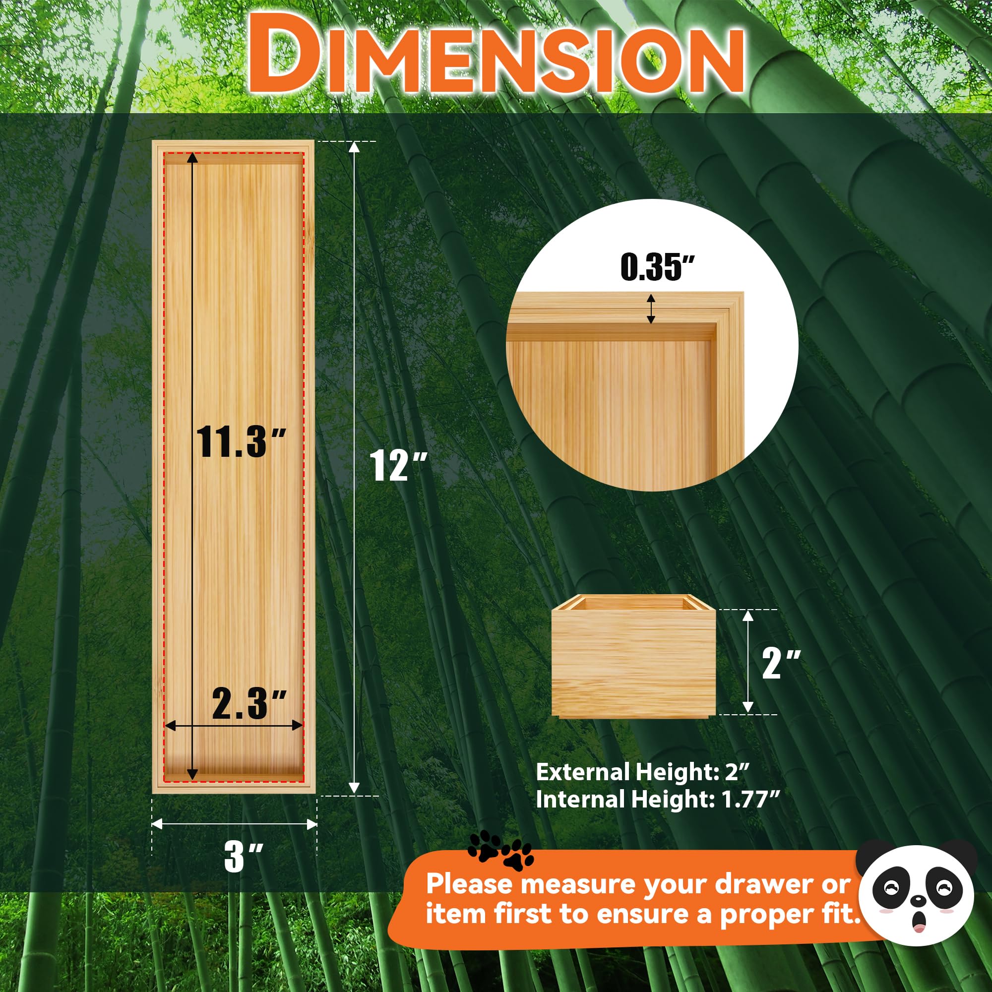 Premium Bamboo Drawer Organizer Set - 2-Piece Stackable Silverware & Utensil Tray for Kitchen (12x3x2 Inch) | Eco-Friendly Cutlery Storage Solution | Perfect for Organizing Knives, Forks, Spoons & Cooking Tools
