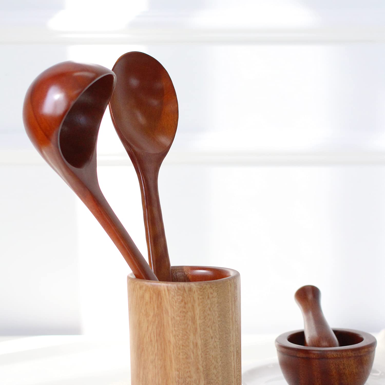 MANMUL Sangjeom Wooden Serving Ladle - Natural Kitchen Utensil for Soup, Stew & Sauce - Perfect for Cooking, Serving & Home Decor