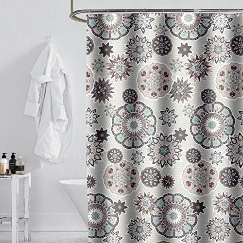 Bohemian Mandala Shower Curtain Liner Set with 12 Hooks - Waterproof Bathroom Decor 80x180cm - Perfect for Bathtub, Shower Stall and Spa Retreats