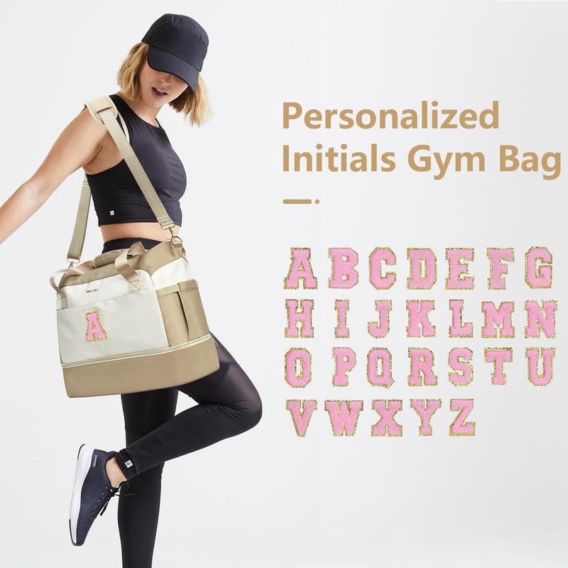 Women's Personalized Gym Duffle Bag with Shoes Compartment - Travel, Yoga & Overnight Handbag - Perfect for Workouts, Weekend Getaways & Gifts (Birthday/Mother's Day) - Durable & Stylish for Fitness, Travel & Daily Use