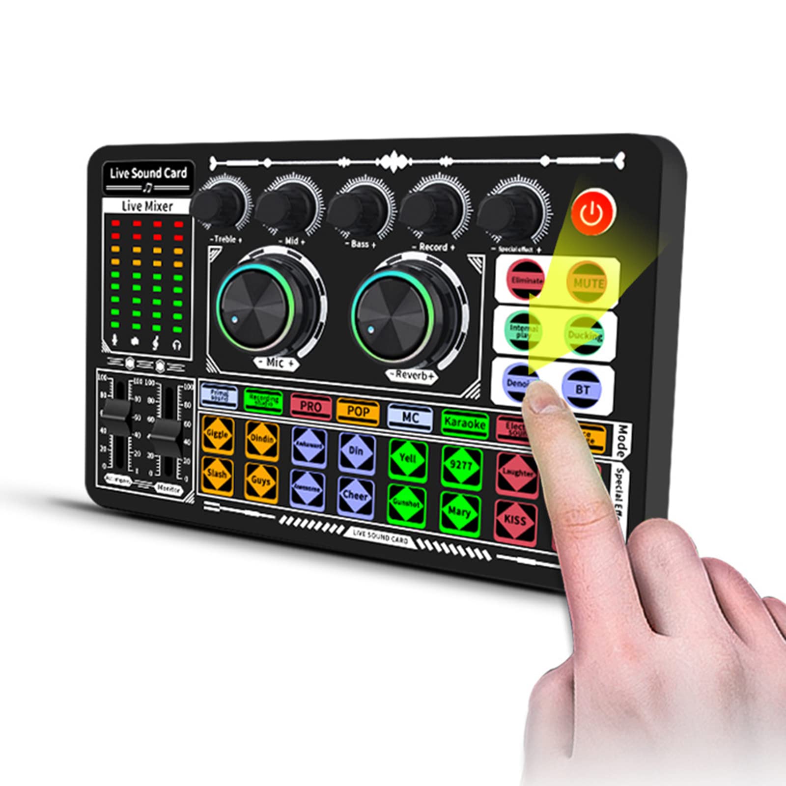 Professional USB Audio Interface Mixer with Sound Effects - Ideal for Live Streaming, Karaoke, Podcasting & Home Studio Recording