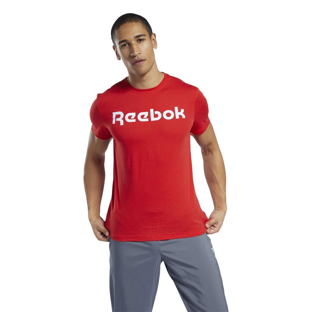 Reebok Men's Training Essentials Graphic T-Shirt - Breathable Workout Tee for Gym, Running & Casual Wear | Durable Cotton Blend Activewear