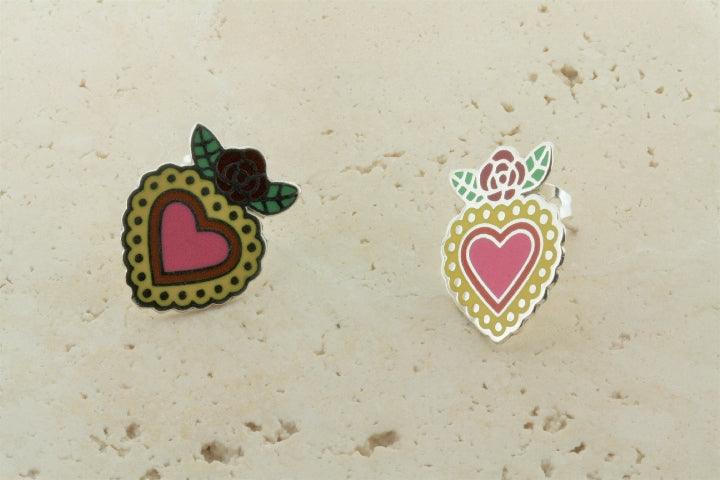 Multi-Color Enamel Flying Heart Stud Earrings - Trendy Fashion Jewelry for Women, Perfect for Parties, Dating & Everyday Wear