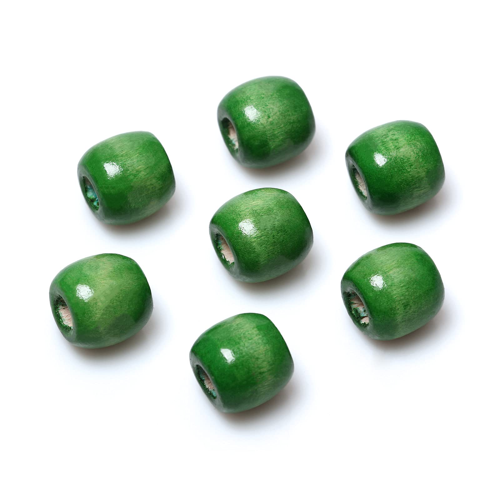 110pcs 8mm Large Hole Green Maple Wood Beads - Barrel Spacer Beads for Macrame, Jewelry Making, Hair Beads & DIY Crafts - 17x16mm - Perfect for Home Decor, Bracelets & Necklaces