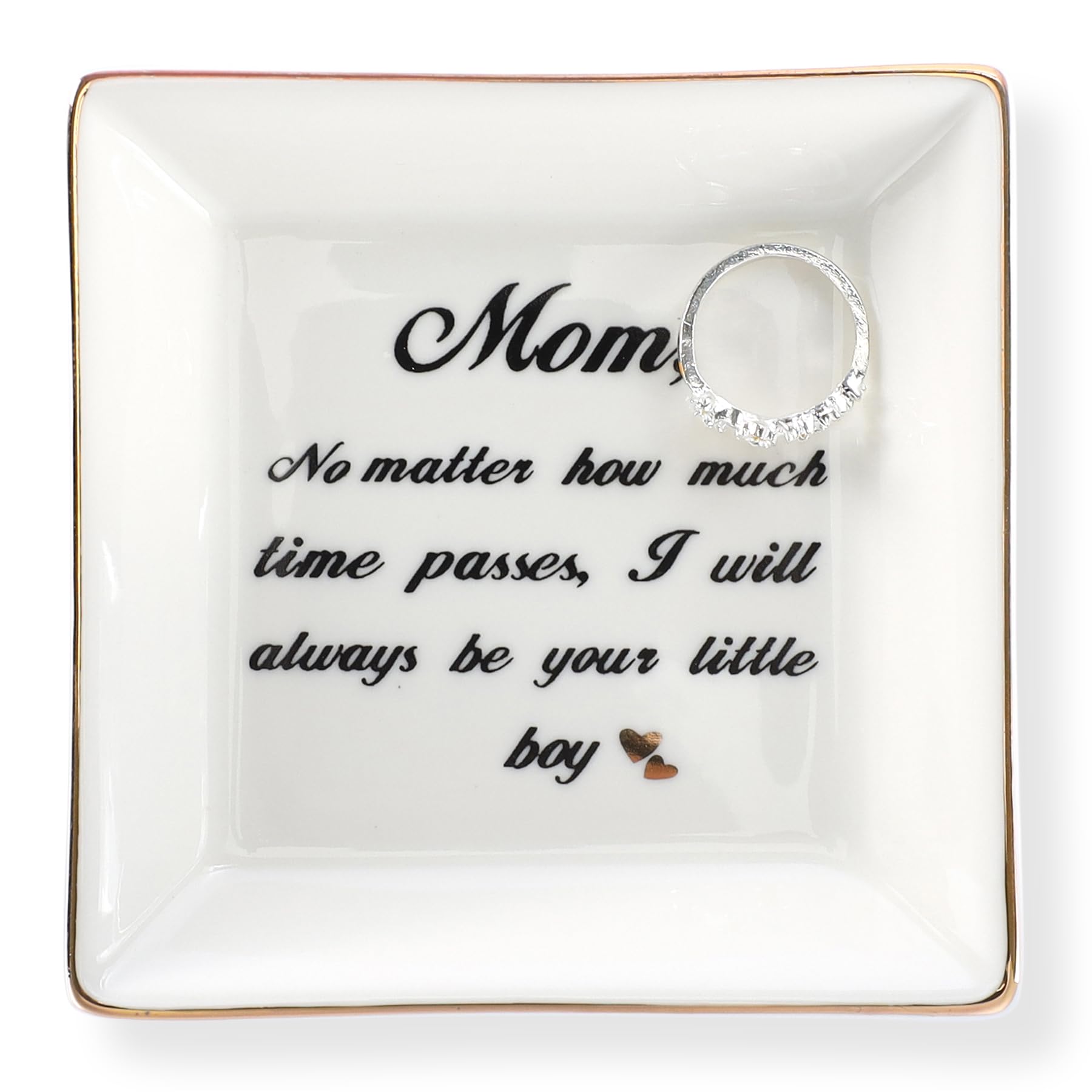 HOME SMILE Ceramic Ring Dish - Elegant Jewelry Tray for Rings, Earrings & Small Accessories - Perfect Gift for Mom, Sister & Friends - Bedroom Vanity, Bathroom Counter & Entryway Organizer
