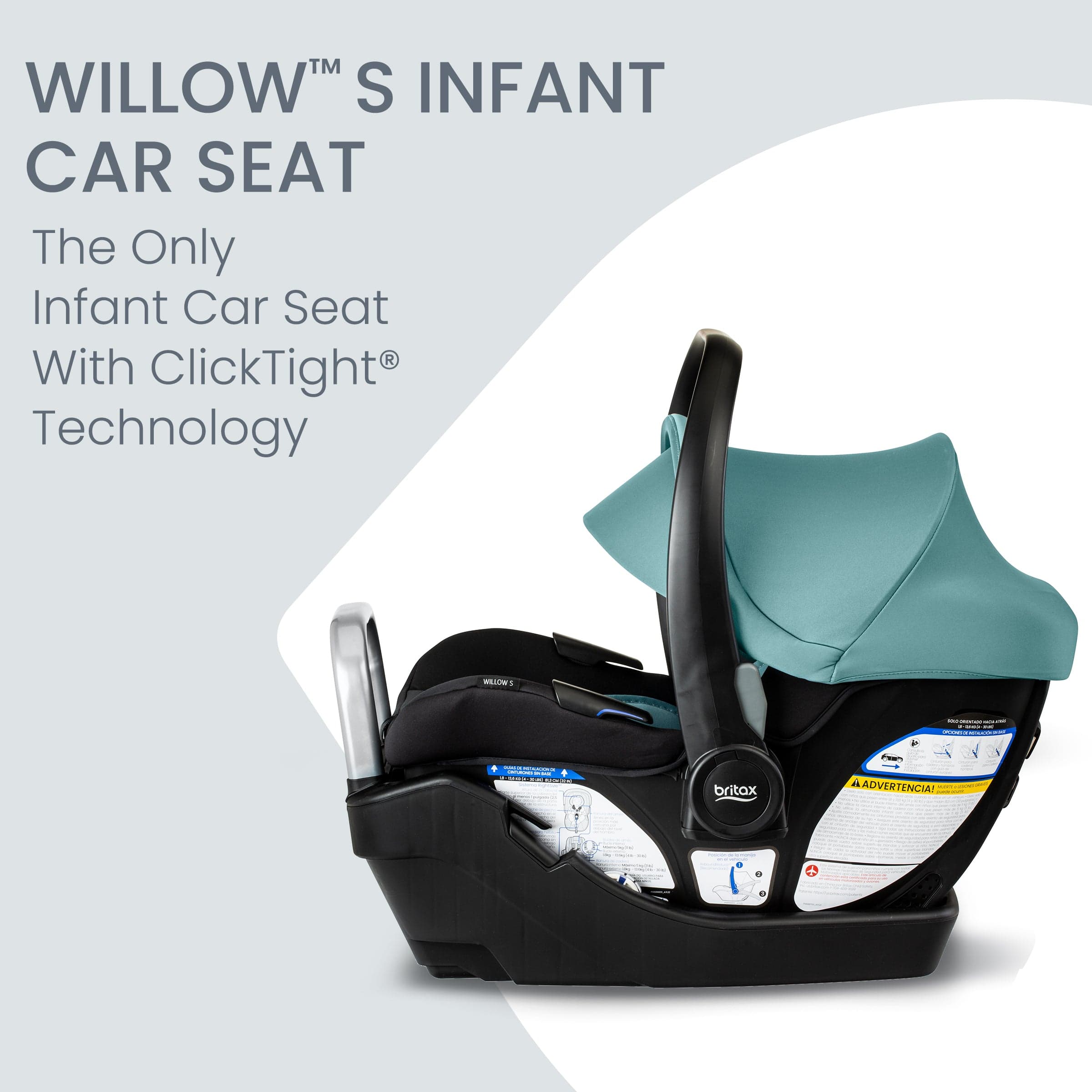 Britax Willow S Infant Car Seat with Alpine Base - Lightweight & Safe Baby Carrier for Newborns 0-35 lbs - Perfect for Travel, Shopping & Daily Commutes