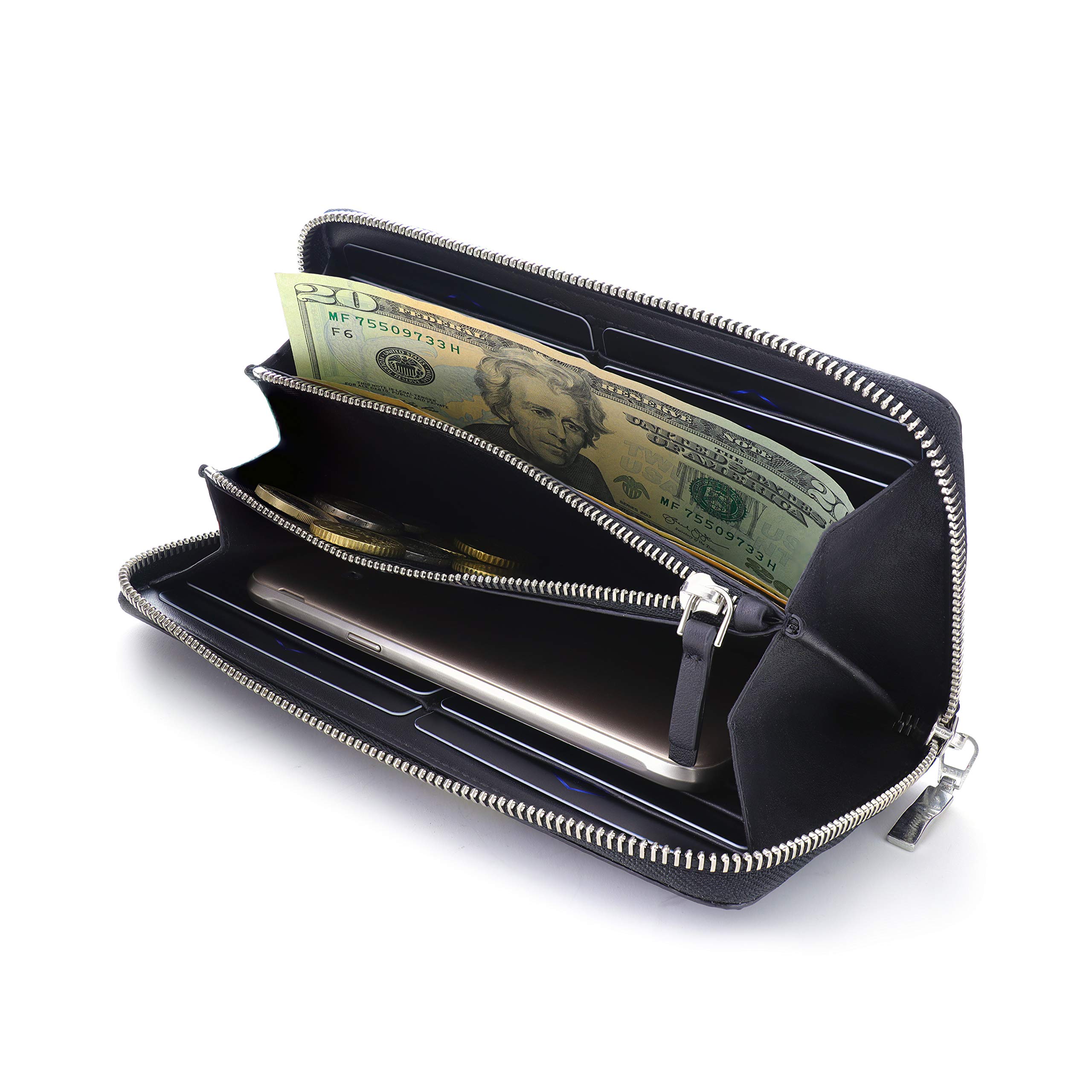 ColdFire RFID Blocking Accordion Zip Around Wallet for Women - Stylish Clutch Purse for Day & Night Use - Perfect for Travel, Shopping & Everyday Essentials
