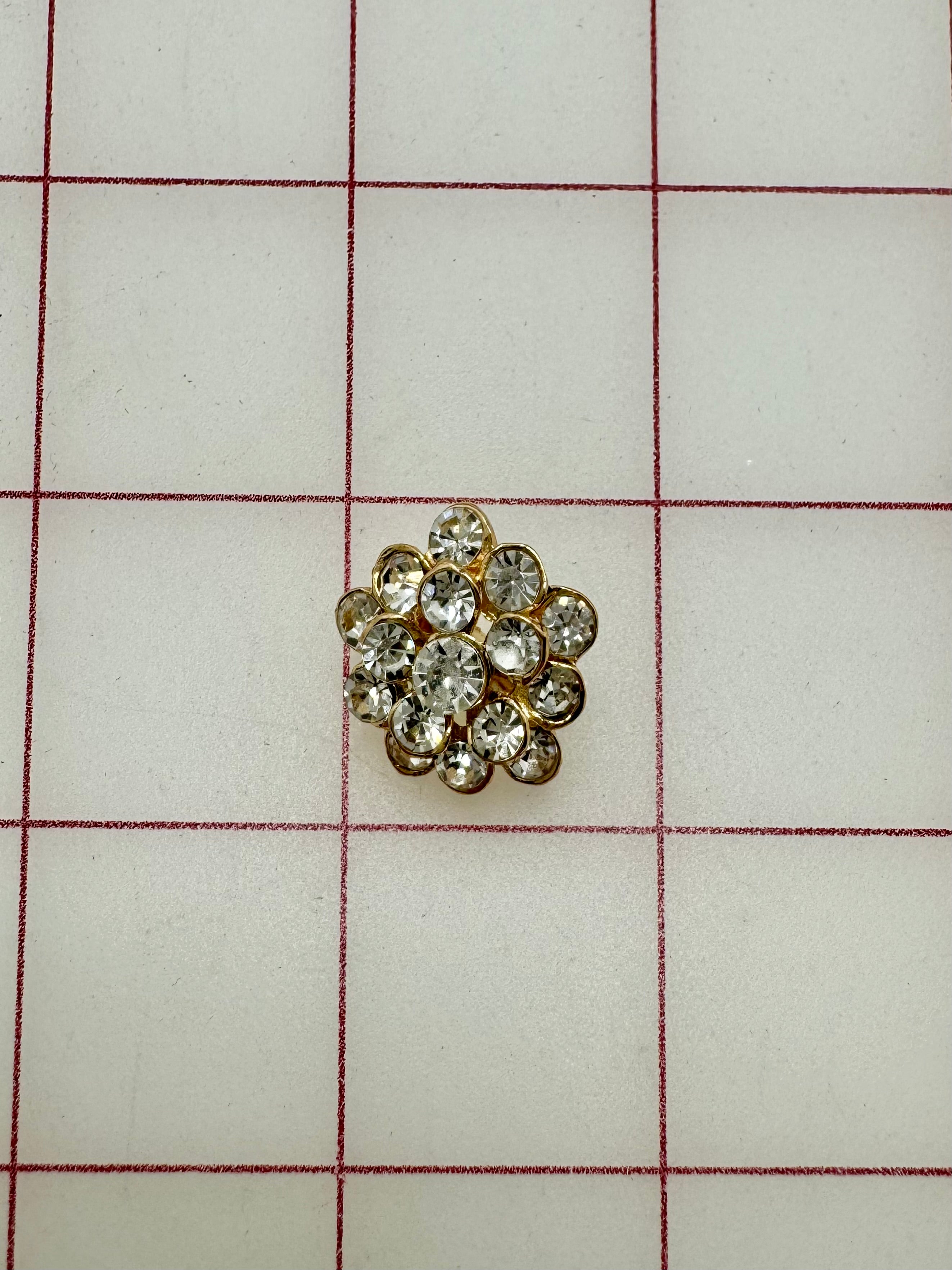 Decorative Gems Rhinestone Brooch & Tiara Embellishments - Crystal & Gold Accents (0.75-1 inch) for Wedding, Prom & DIY Craft Accessories