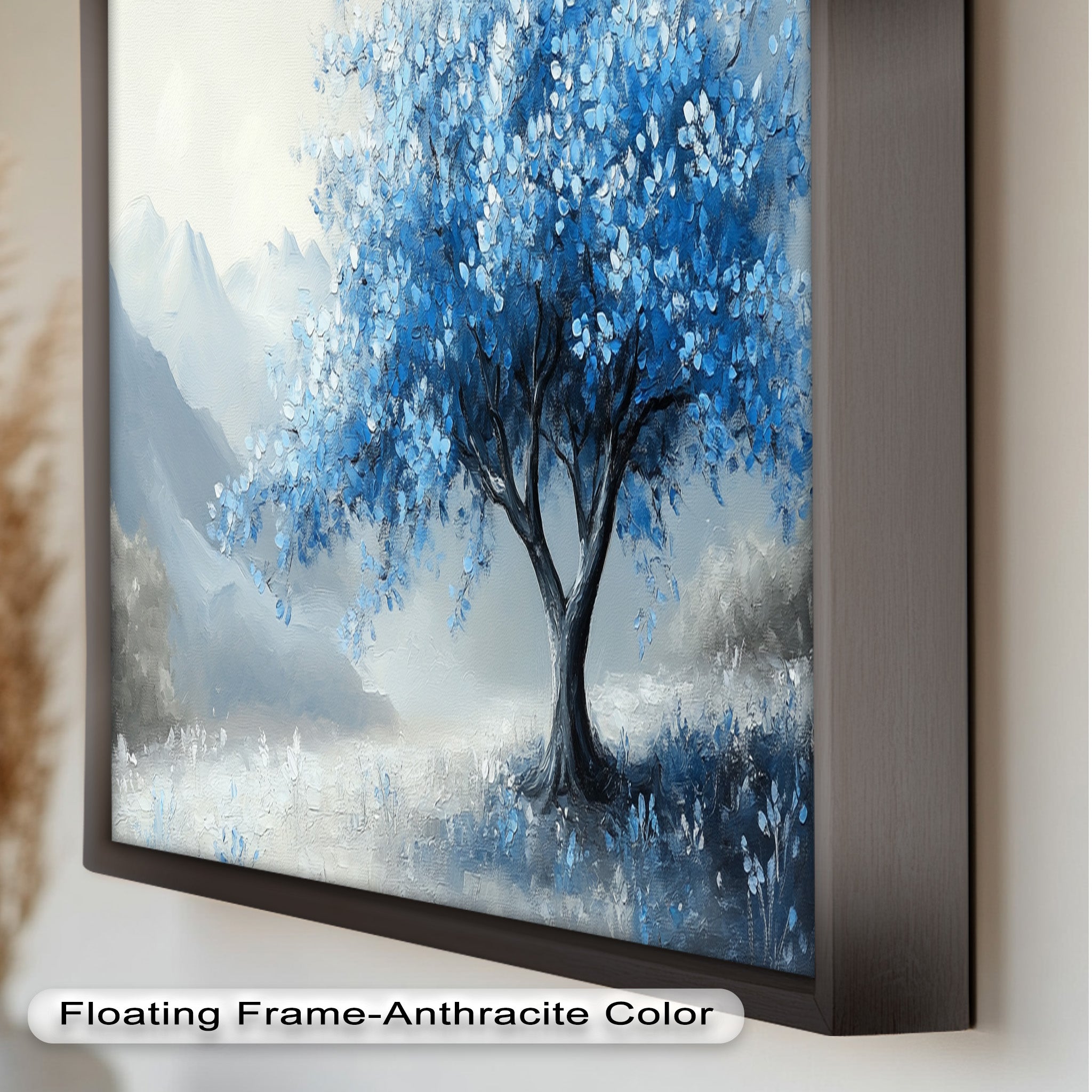 Blue Tree Landscape Oil Painting - Handmade Canvas Art for Home & Office Decor, Living Room Wall Art, Gift Idea