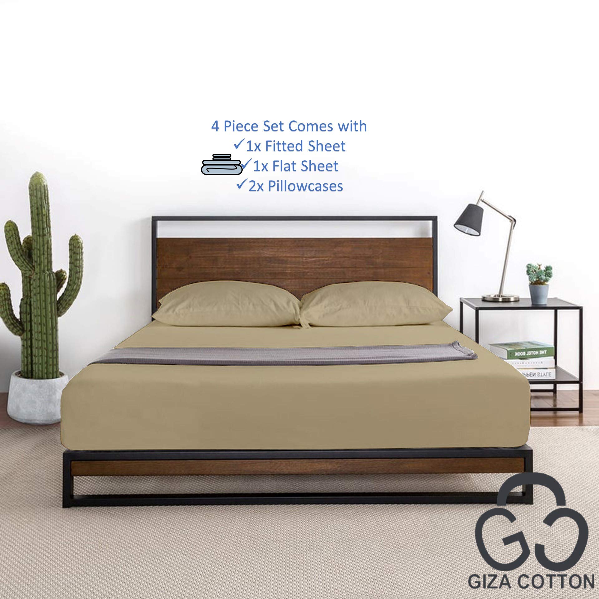 Premium 100% Giza Egyptian Cotton Sheets Set - 4PC Deep Pocket 16