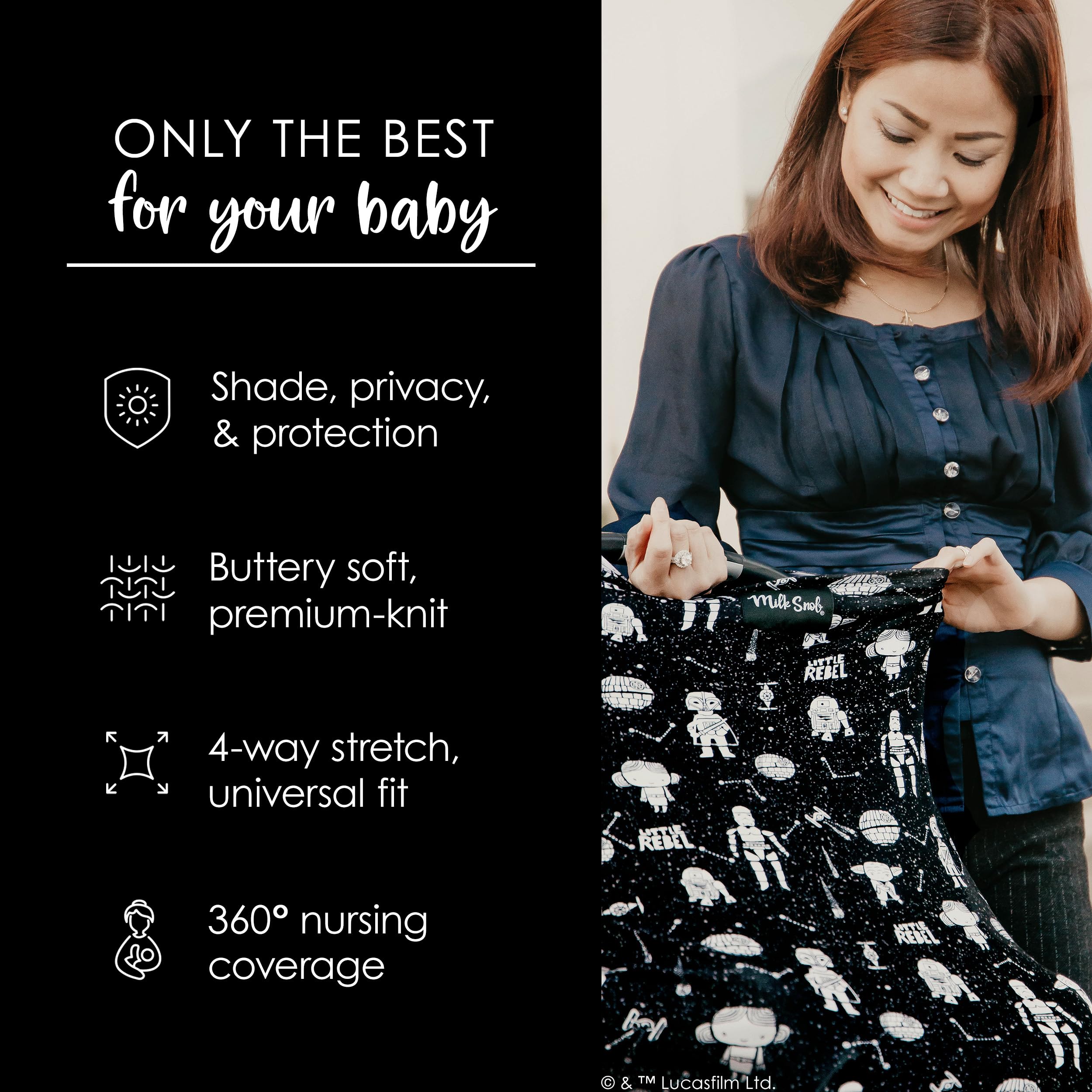 Star Wars Baby Cover 5-in-1 Multi-Use Nursing Cover for Car Seat, Stroller, High Chair, Shopping Cart & Carrier - Little Rebel Design for Breastfeeding Privacy & Newborn Essentials - Perfect for Travel, Outings & Daily Use