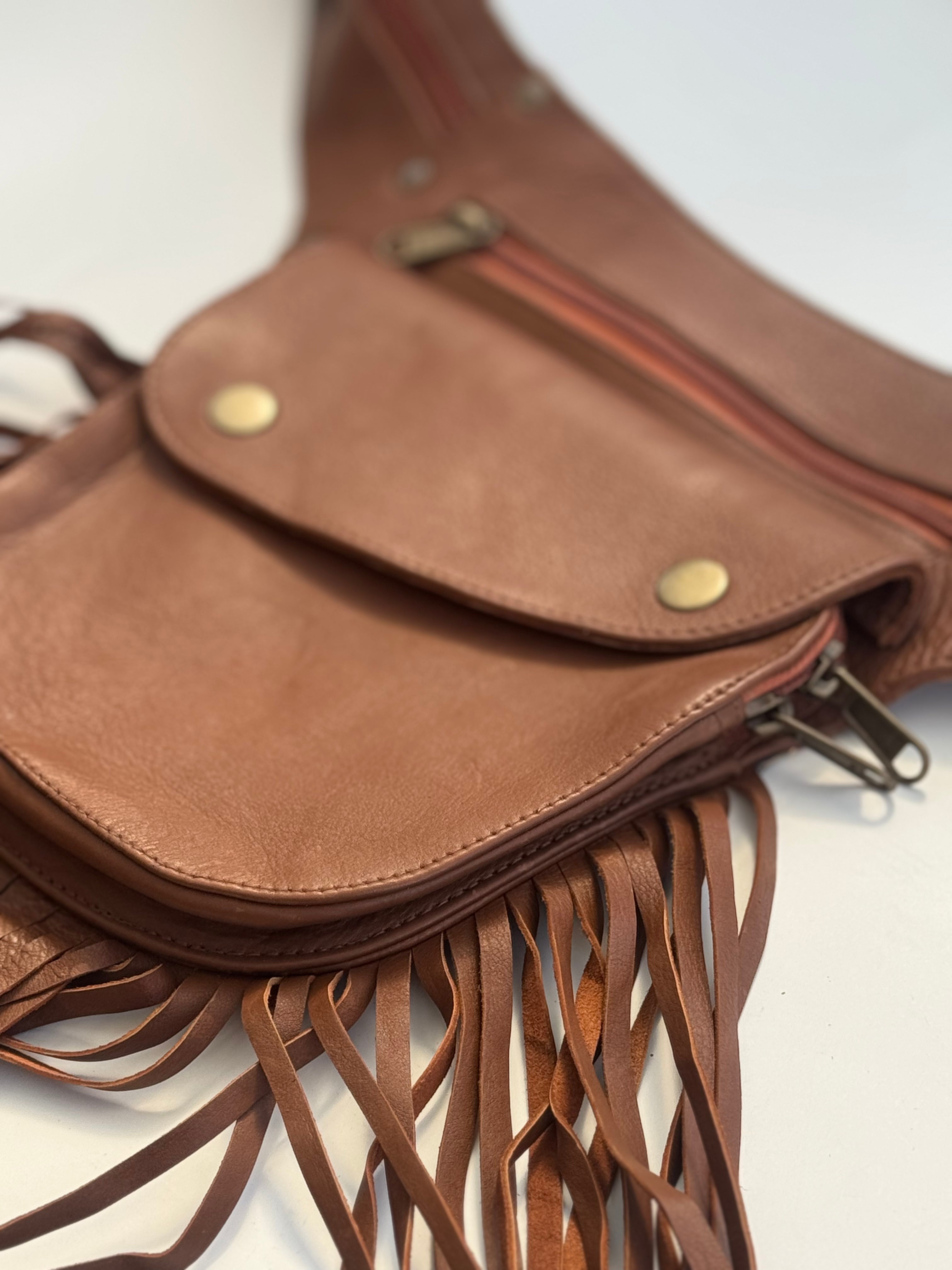 Stylish Leather Tassel Belt in Cinnamon Brown | Fashion Accessory for Women | Perfect for Dresses, Jeans & Boho Outfits