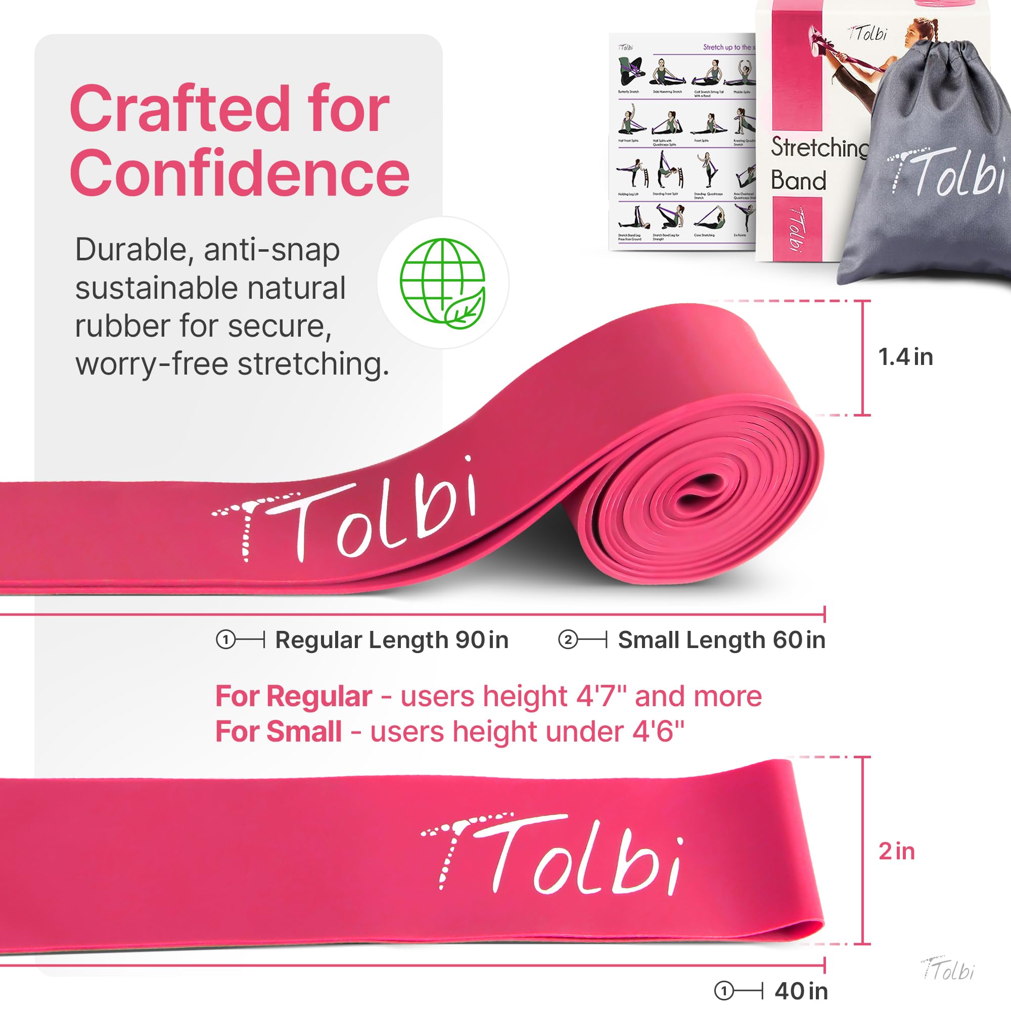 Premium Stretch Bands for Dancers - Elastic Resistance Bands for Flexibility, Ballet, Splits & Strength Training | Perfect for Ballet, Gymnastics, Cheerleading, Yoga & Pilates | Home Workout & Dance Studio Essential