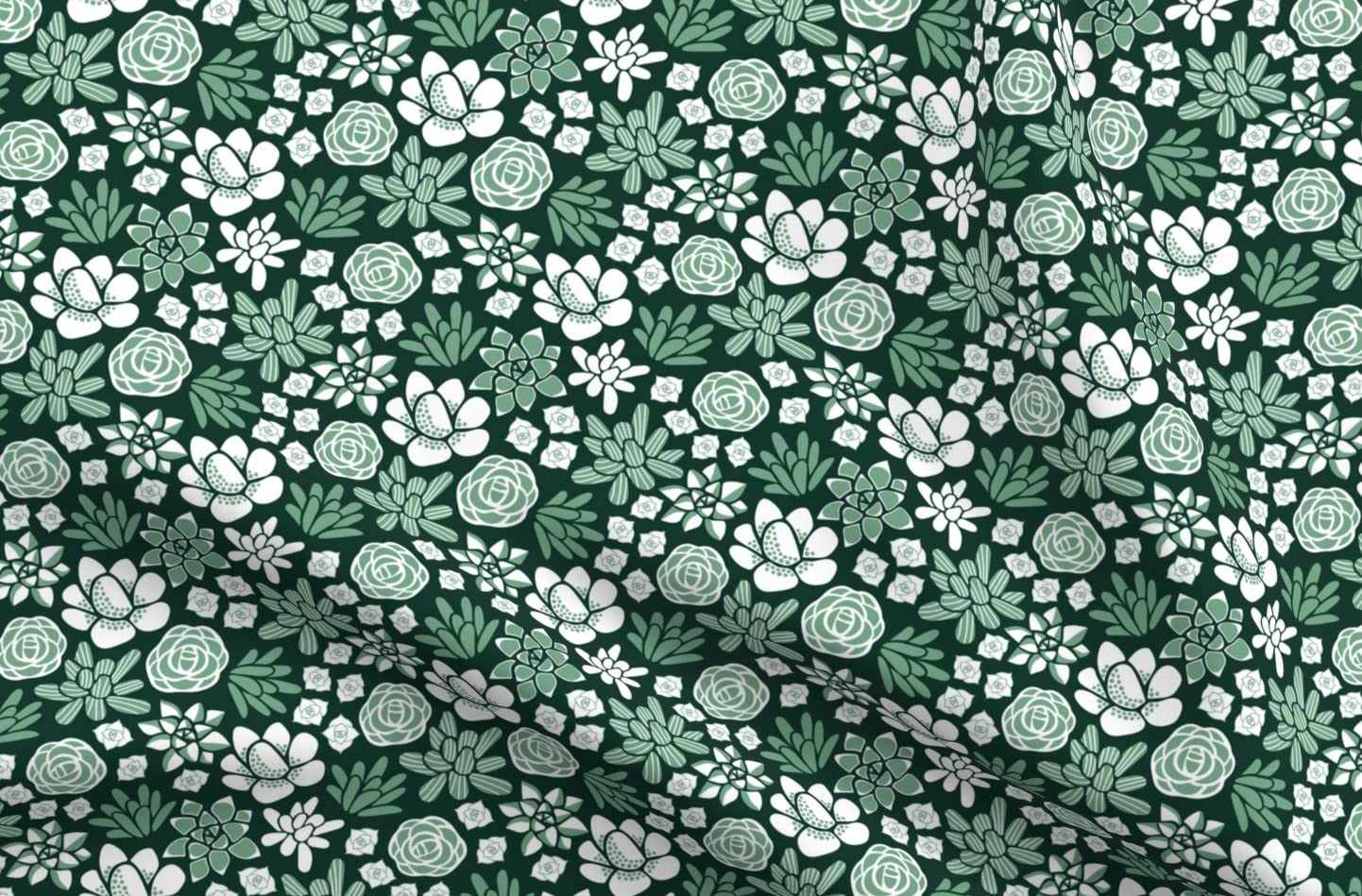 Succulent Printed Velvet Fabric by The Yard - Upholstery & Home Decor Fabric for Sofa, Curtains, Pillows | Desert Plants Green Pattern Bottomweight Apparel Material | Perfect for DIY Crafts, Dressmaking, and Interior Design Projects