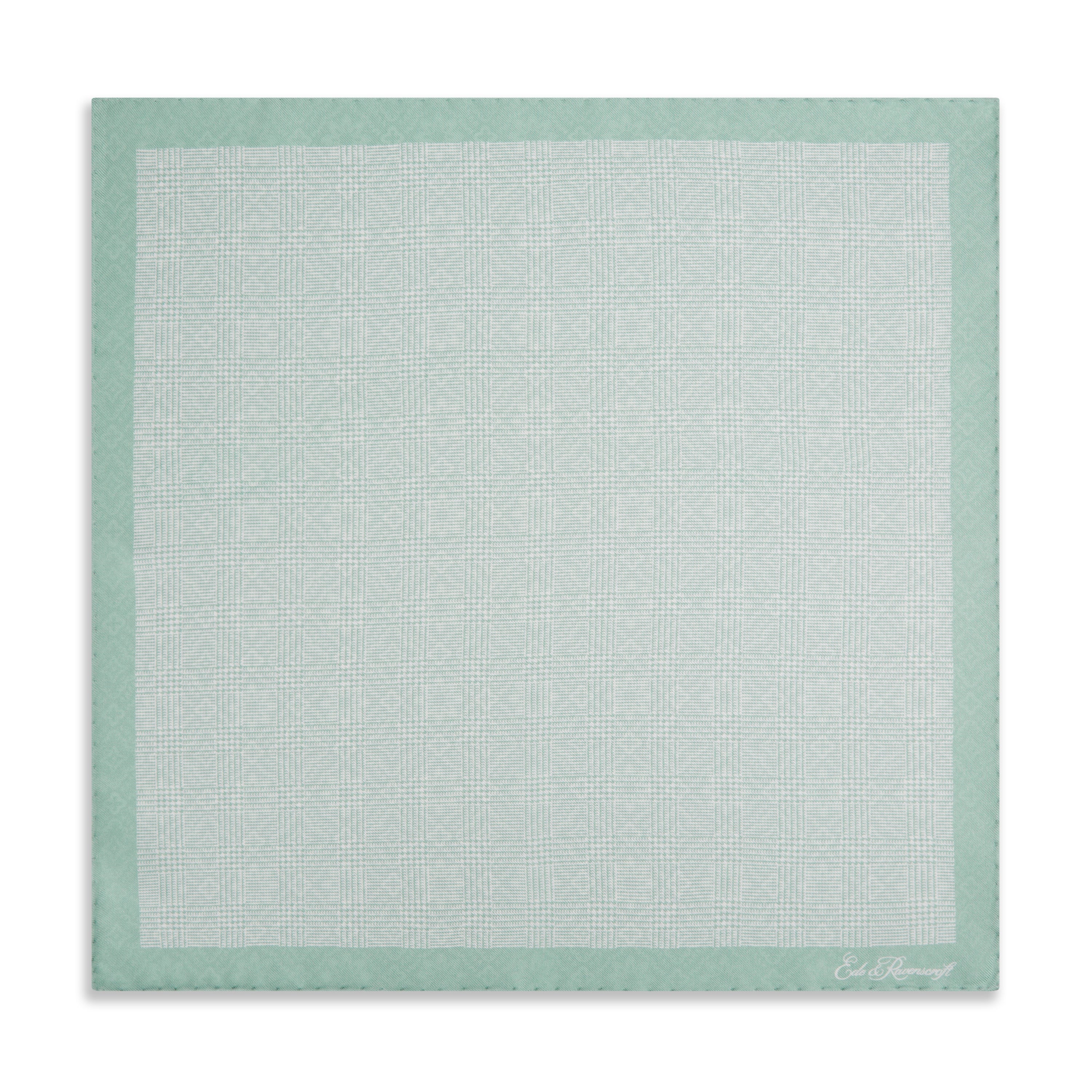 Elegant Sage Green Prince of Wales Geometric Silk Pocket Square for Men - Perfect for Weddings, Business Meetings & Formal Events