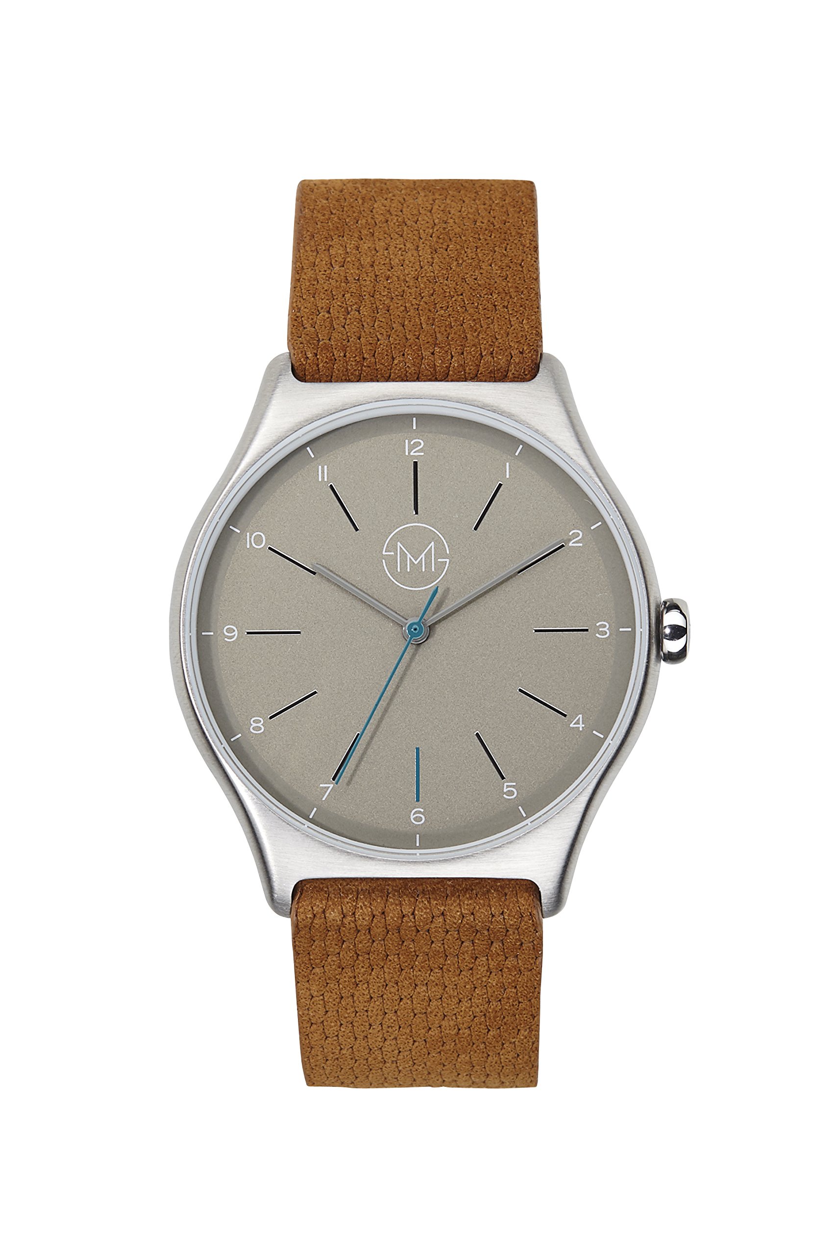 One 04 - Extra Slim Unisex Silver/Brown Leather Strap Watch | Minimalist Design for Men & Women | Perfect for Office, Casual Wear & Special Occasions