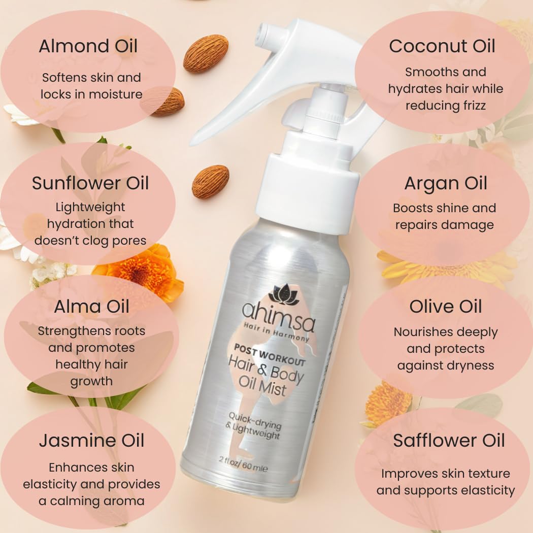 Ahimsa Dry Body Oil Spray for Women - Hydrating Moisturizer for Dry Skin, Post-Shower Body Oil | Perfect for Daily Skincare & Spa Relaxation at Home
