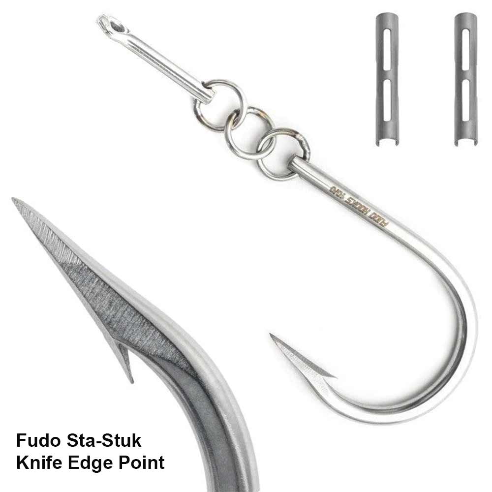 Fudo Hooks Sta Stuk Knife Edge Point - Ultra Sharp Fishing Hook for Saltwater & Freshwater Angling - Perfect for Bass, Trout, and Saltwater Game Fish