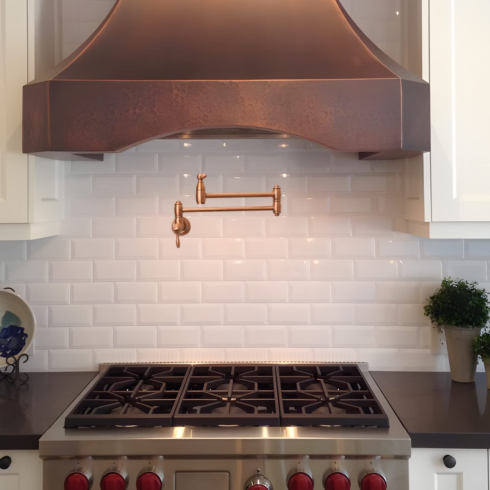 Akicon Wall-Mounted Copper Pot Filler Kitchen Faucet - Hot & Cold Water Sprayer for Cooking, Filling Large Pots & Bathtubs - Perfect for Home Kitchen, Restaurant & Commercial Use