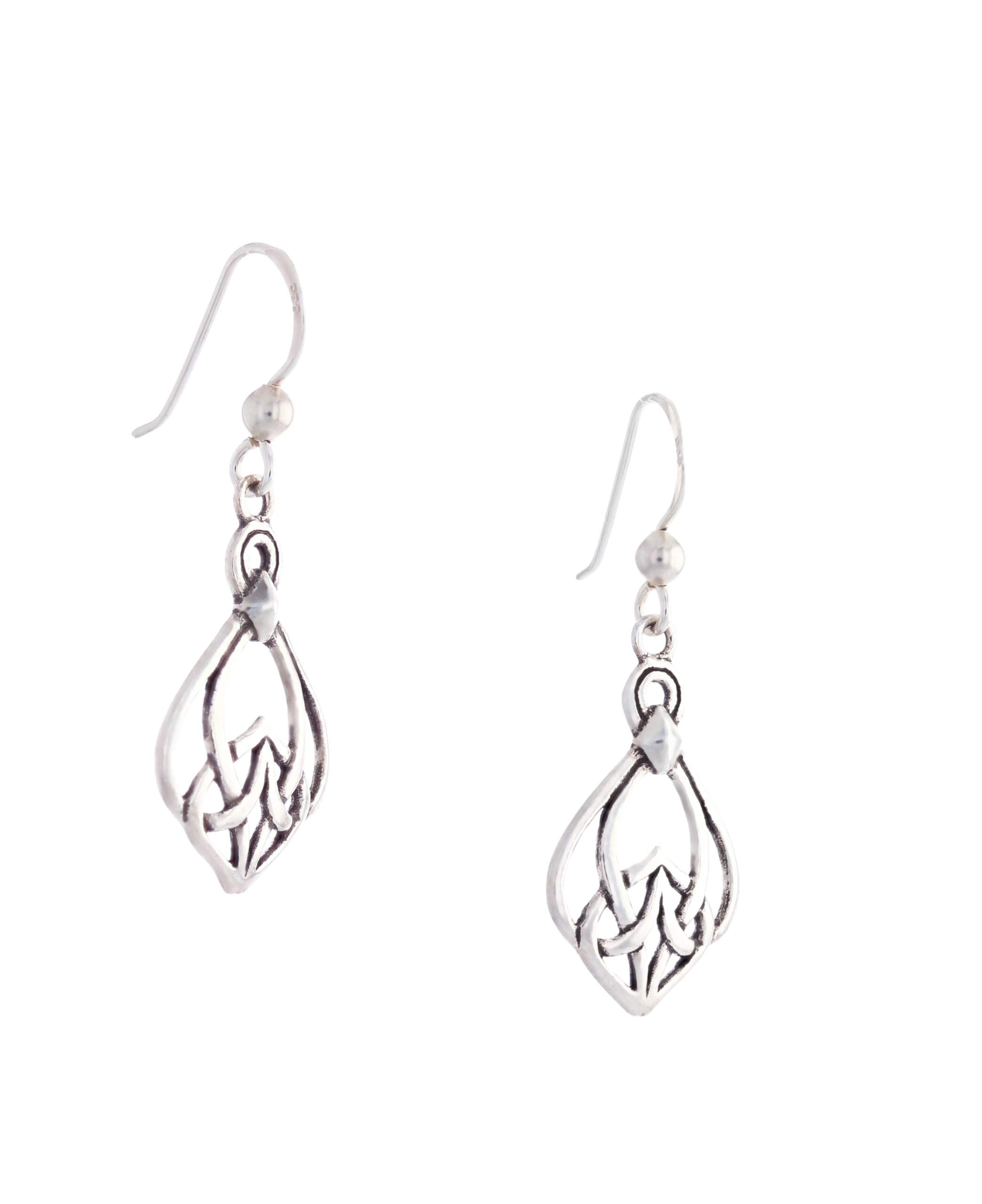 Celtic Knot Weave Irish Sterling Silver Dangle Earrings for Women - Elegant Celtic Jewelry for St. Patrick's Day, Weddings & Special Occasions