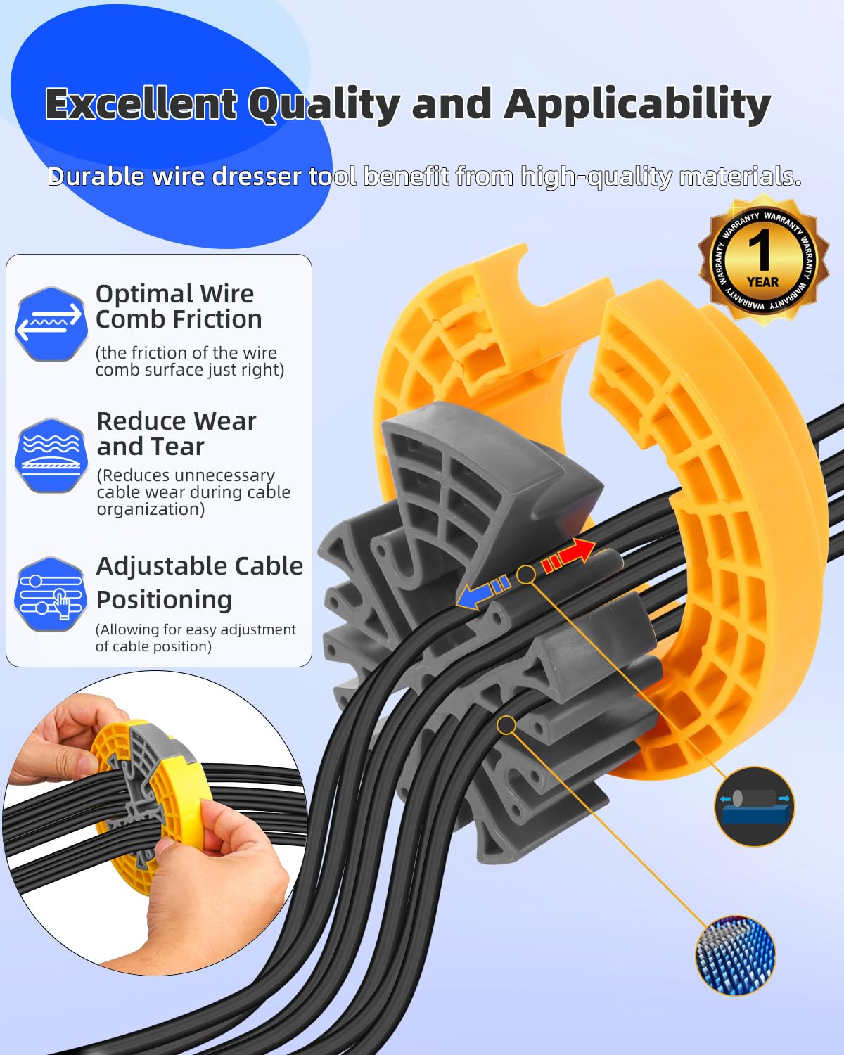 Hixeto Wire Comb - Professional Network Cable Management Tool for Ethernet, LAN, and Data Cables (0.36
