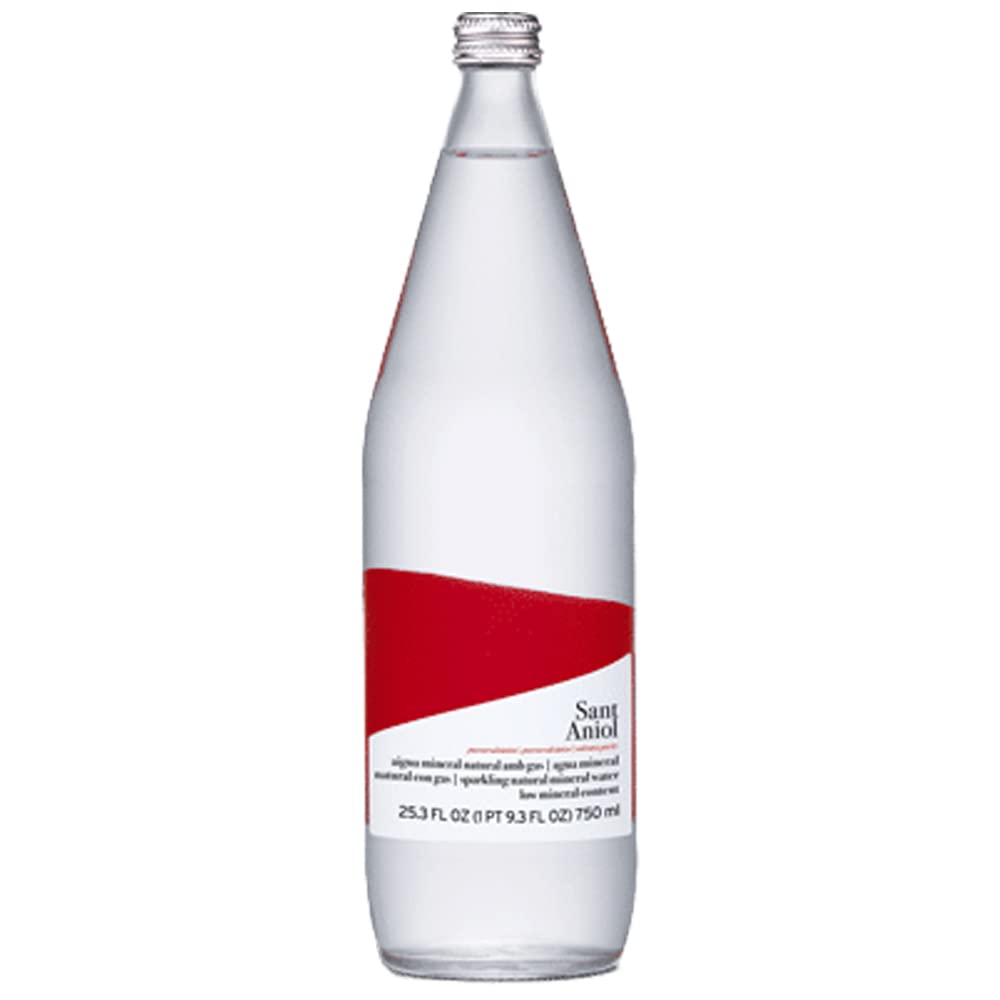 Sant Aniol Sparkling Natural Mineral Water - 750ml (12 Glass Bottles) | Premium Spanish Carbonated Spring Water for Parties, Gifts & Fine Dining