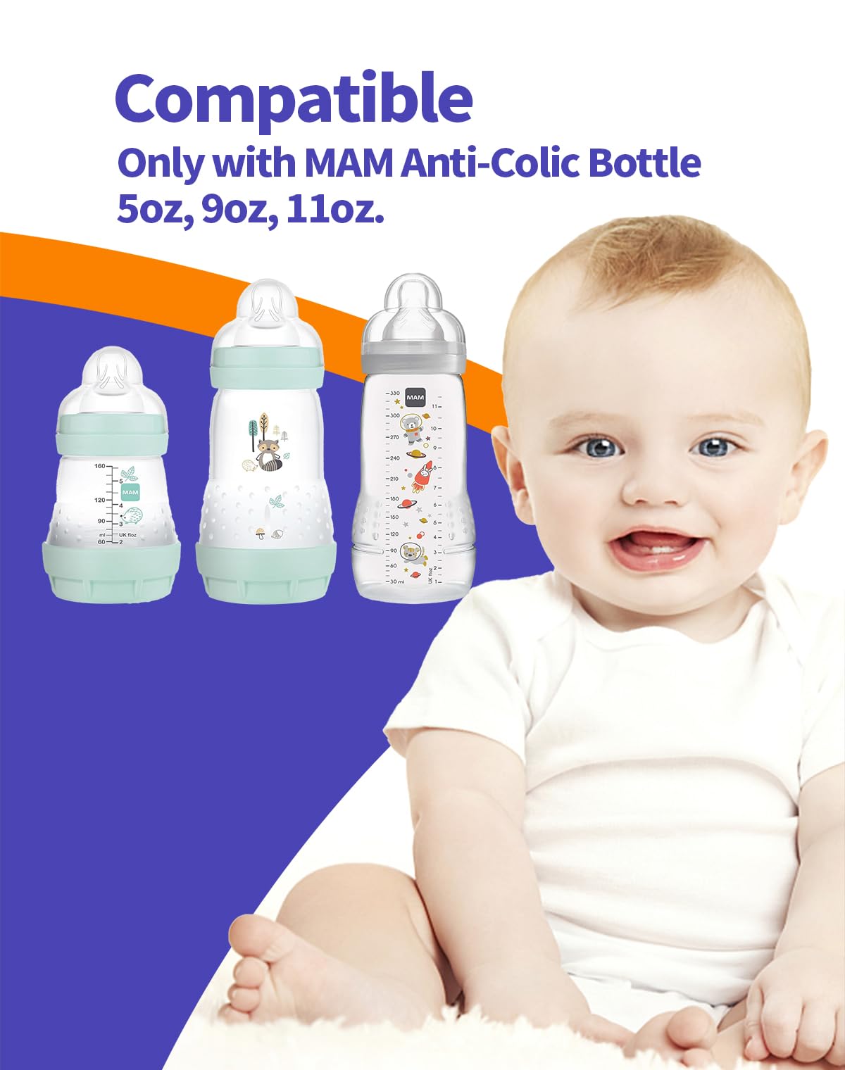 MAM Baby Bottle Handles - 2 Pack, Compatible with MAM Bottles for Newborns & Infants - Ergonomic Baby Bottle Accessories for Easy Feeding - Perfect for Travel, Daycare & Home Use
