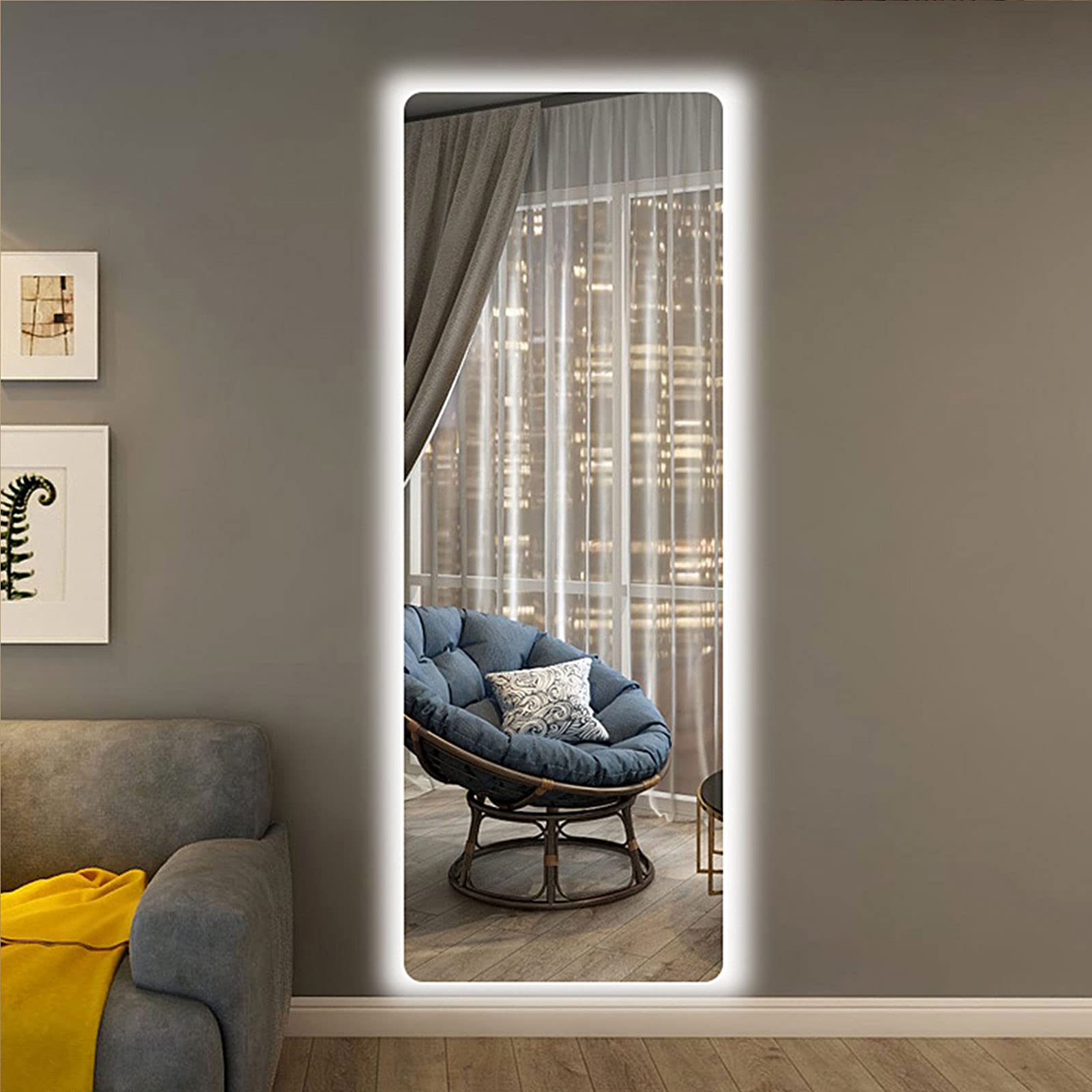40x120cm LED Lighted Wall Mounted Full Body Mirror - Frameless HD Vanity Mirror with Touch Switch for Dressing Room, Clothing Store & Home Decor