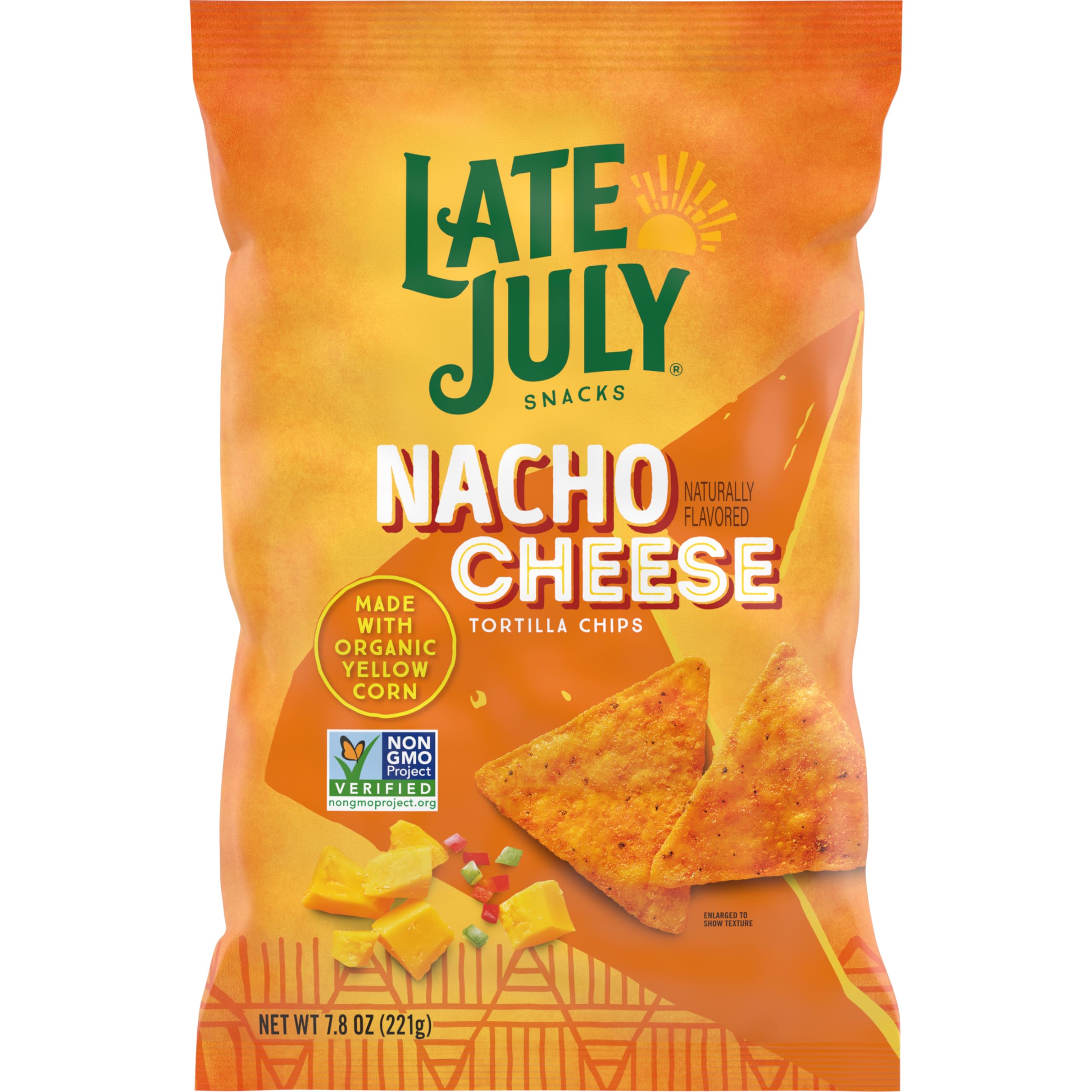 Late July Snacks Nacho Cheese Tortilla Chips - 7.8 oz Bag - Gluten Free, Organic Corn Chips - Perfect for Parties, Movie Nights & Snacking